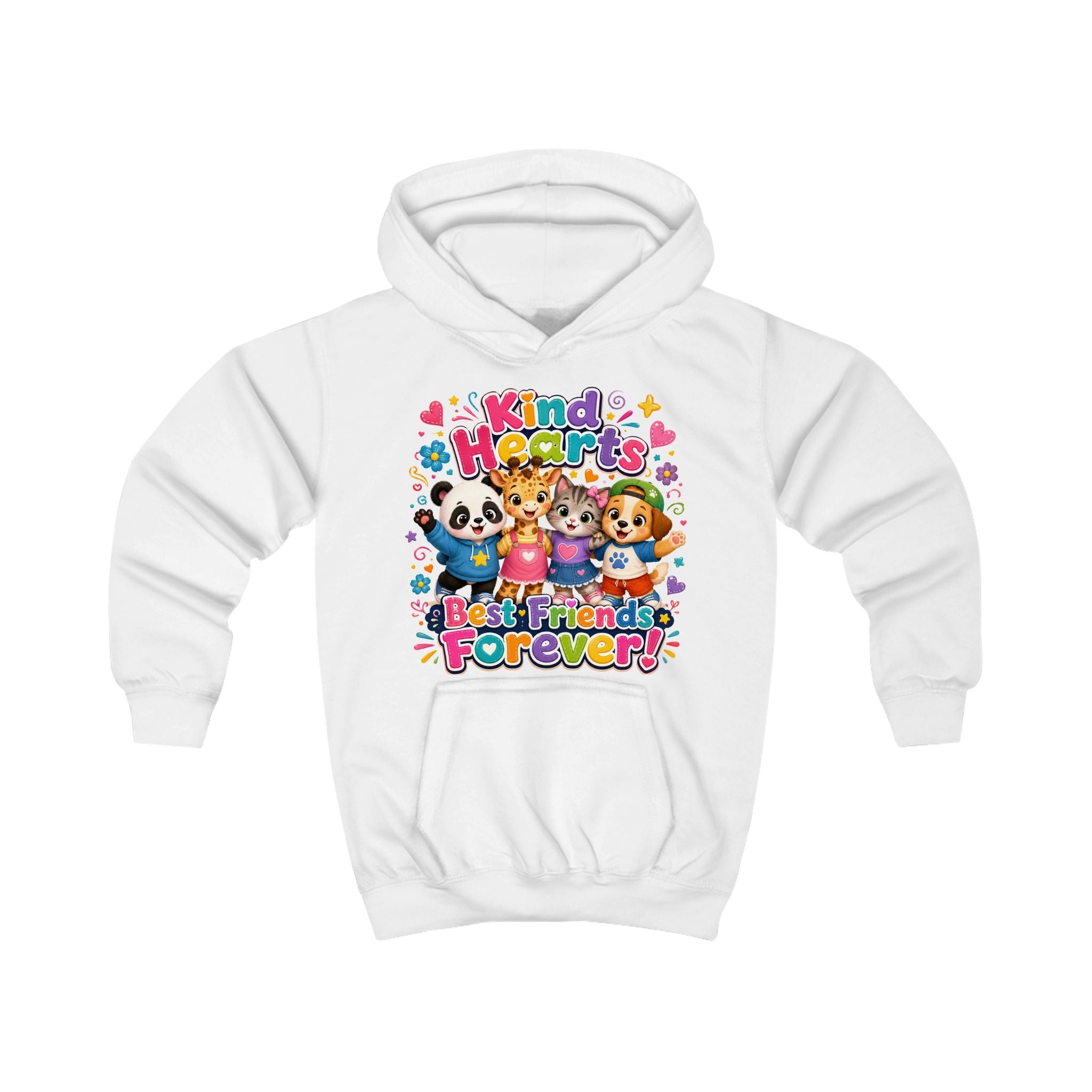 Kids Hoodie - "Kind Hearts Best Friends Forever" Cute Animal Friendship Hoodie