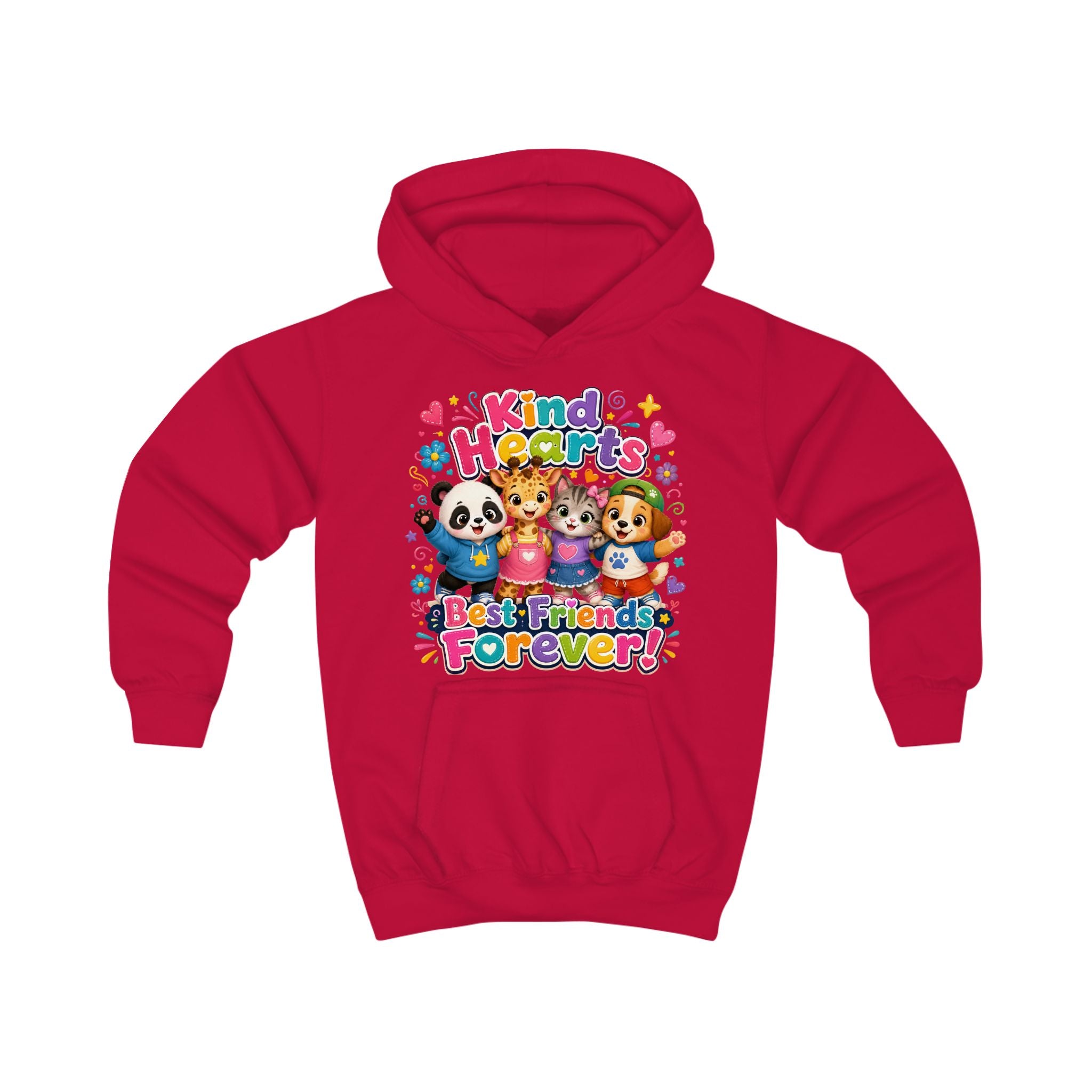 Kids Hoodie - "Kind Hearts Best Friends Forever" Cute Animal Friendship Hoodie