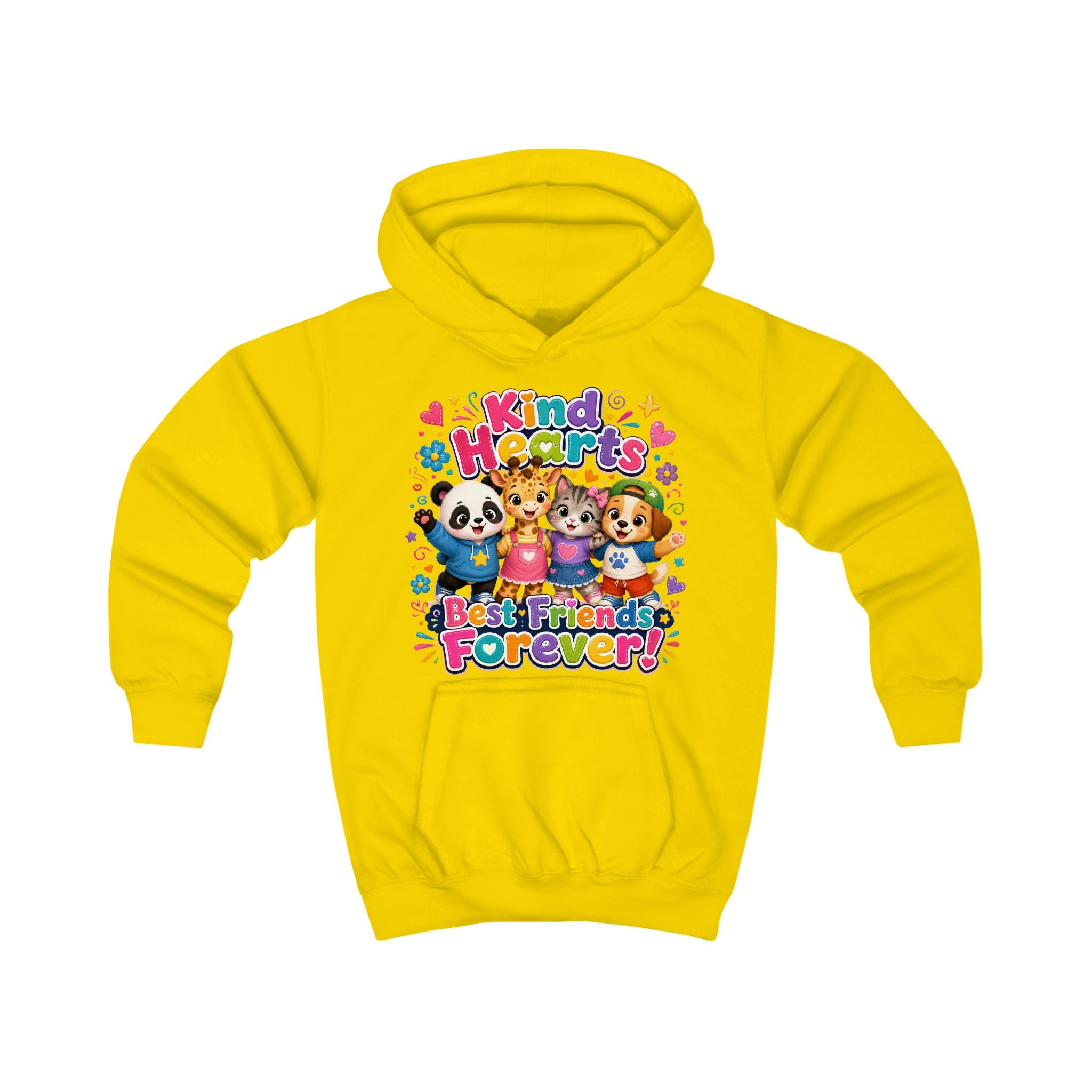 Kids Hoodie - "Kind Hearts Best Friends Forever" Cute Animal Friendship Hoodie