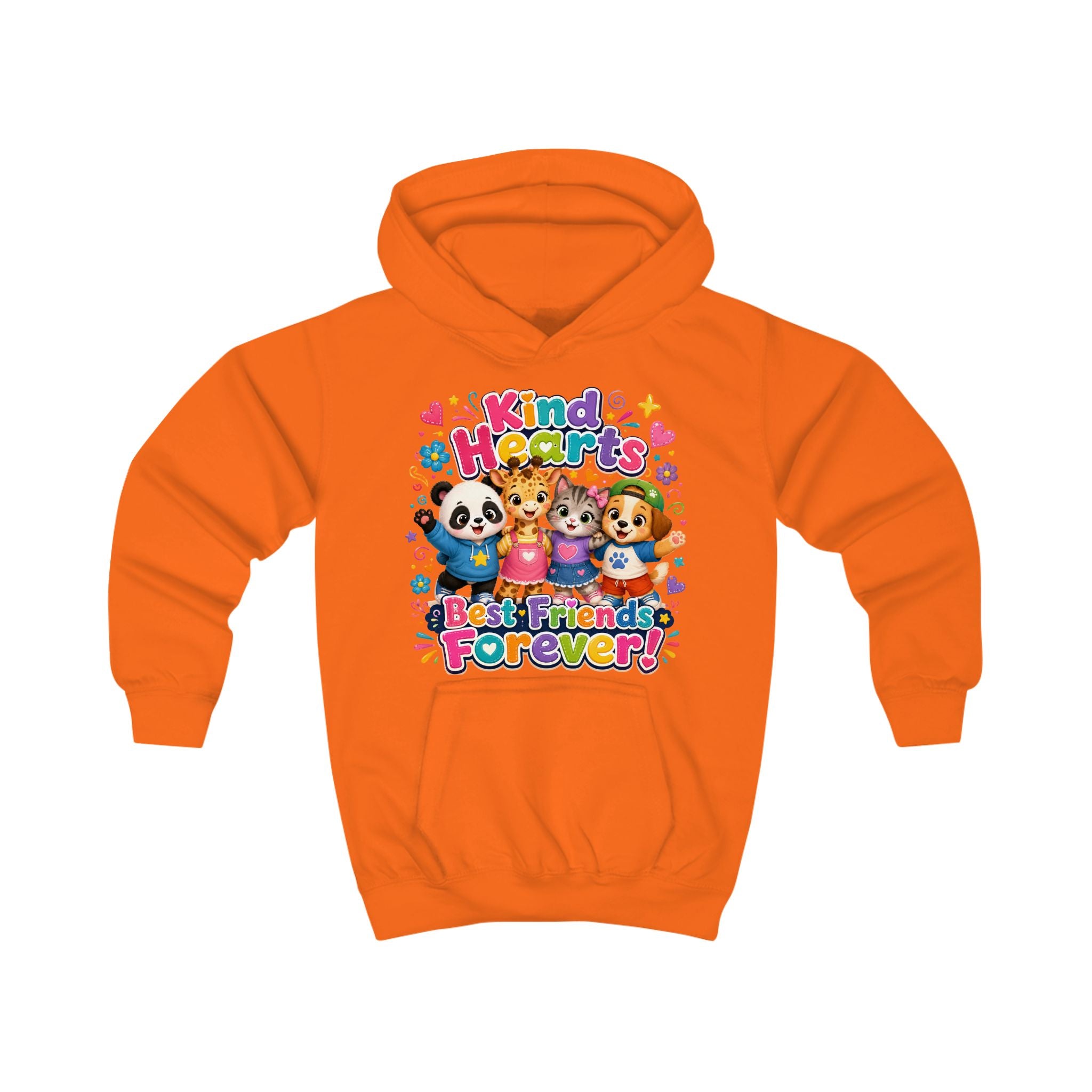 Kids Hoodie - "Kind Hearts Best Friends Forever" Cute Animal Friendship Hoodie
