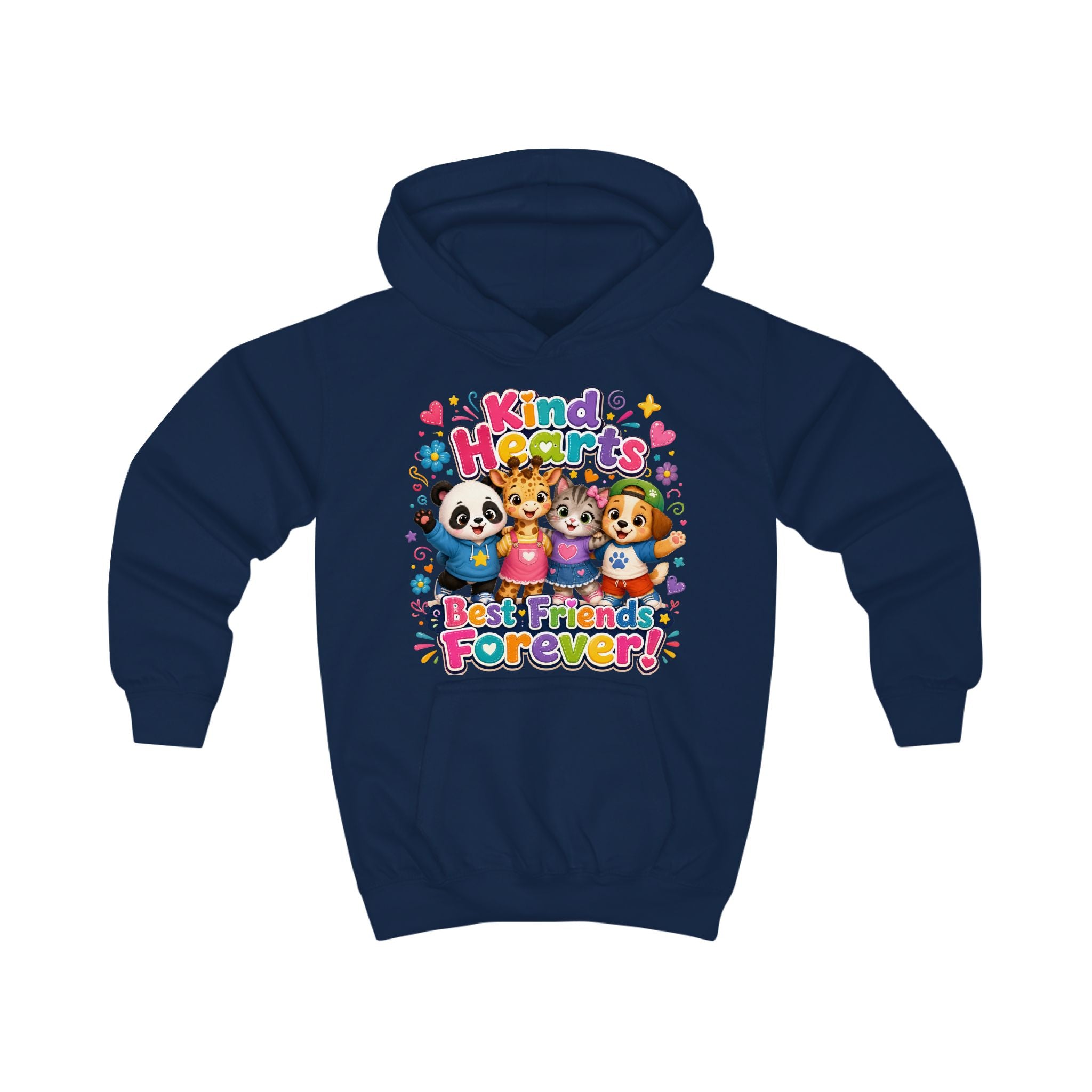 Kids Hoodie - "Kind Hearts Best Friends Forever" Cute Animal Friendship Hoodie