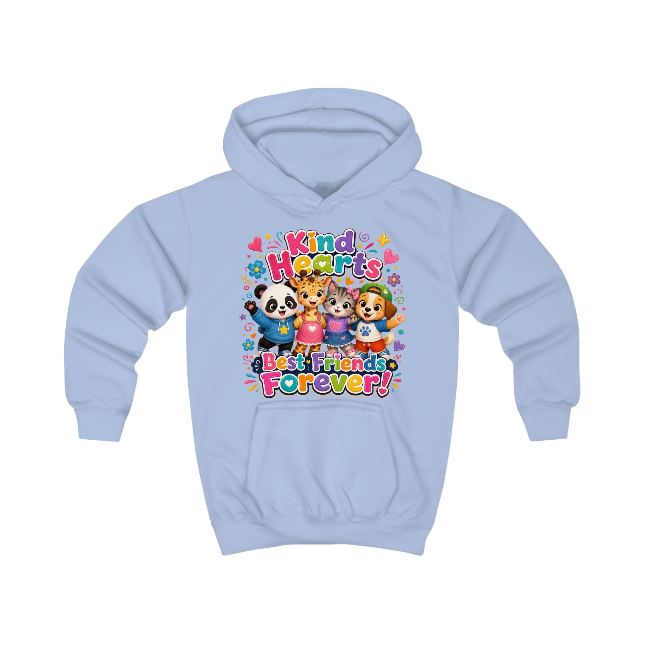 Kids Hoodie - "Kind Hearts Best Friends Forever" Cute Animal Friendship Hoodie