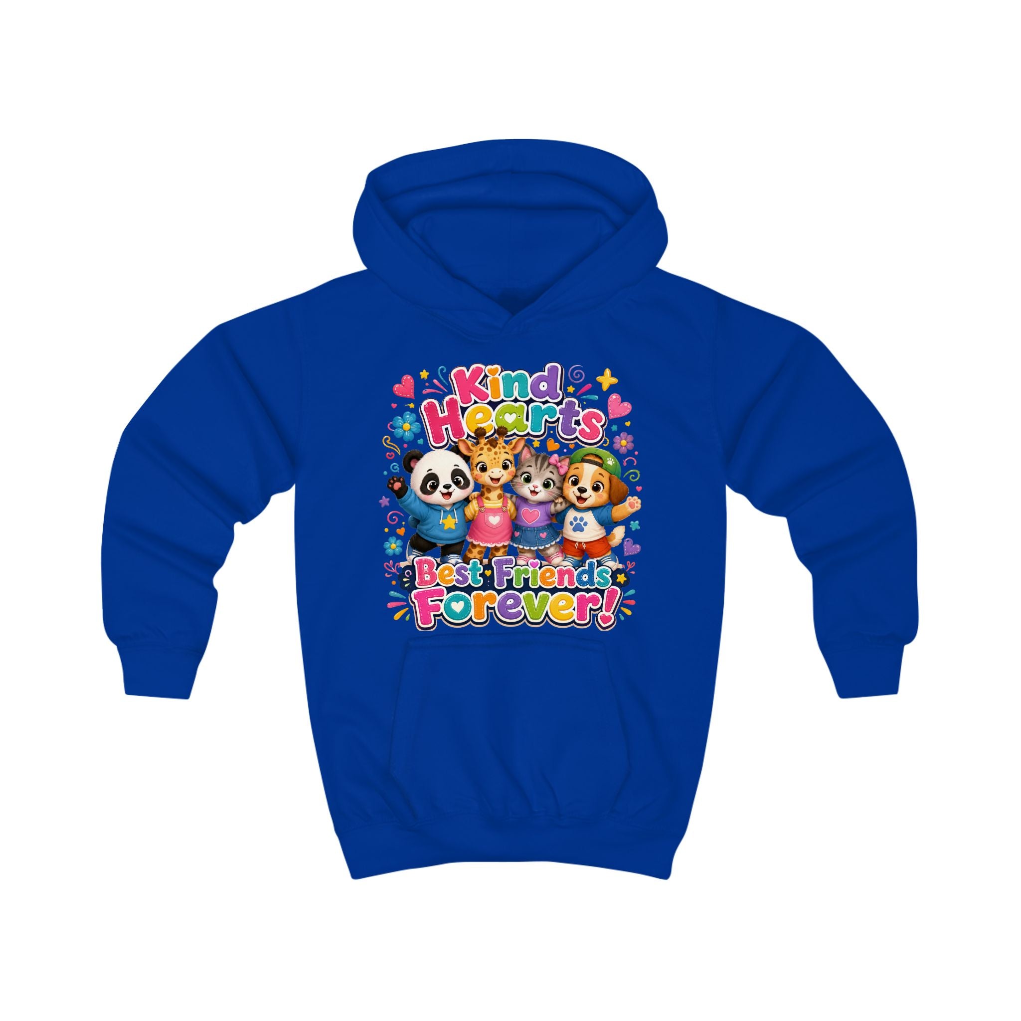Kids Hoodie - "Kind Hearts Best Friends Forever" Cute Animal Friendship Hoodie