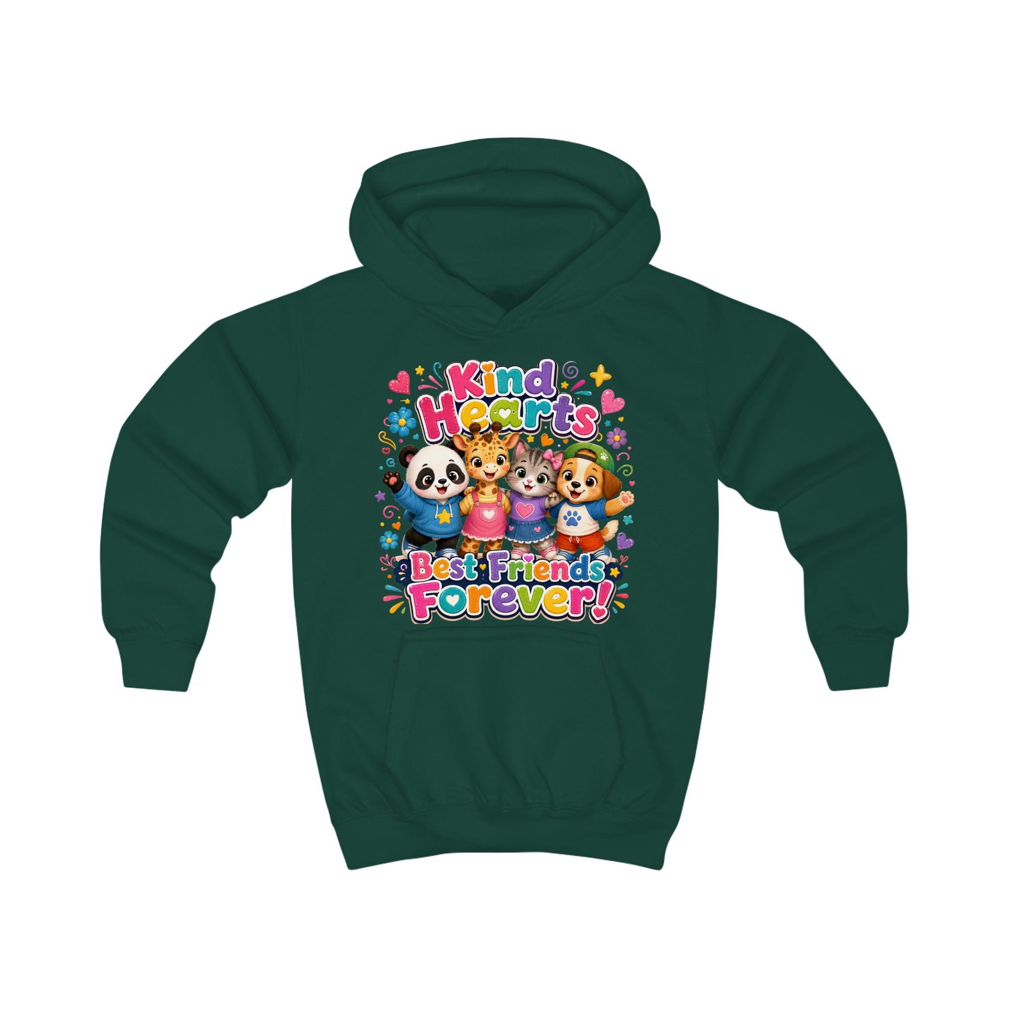 Kids Hoodie - "Kind Hearts Best Friends Forever" Cute Animal Friendship Hoodie