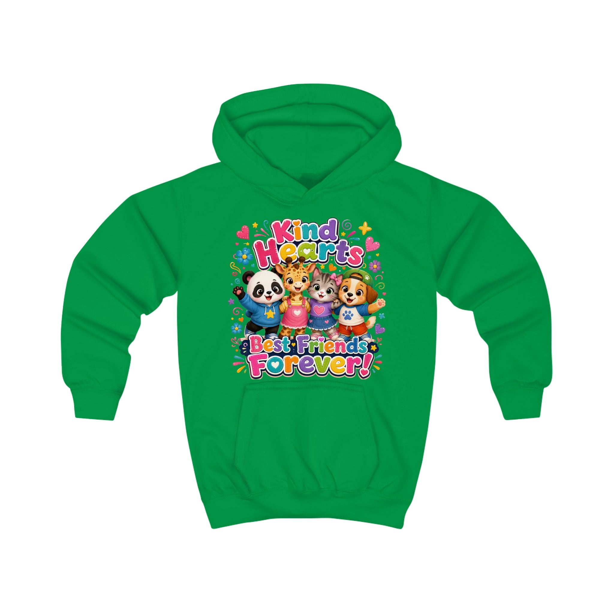 Kids Hoodie - "Kind Hearts Best Friends Forever" Cute Animal Friendship Hoodie