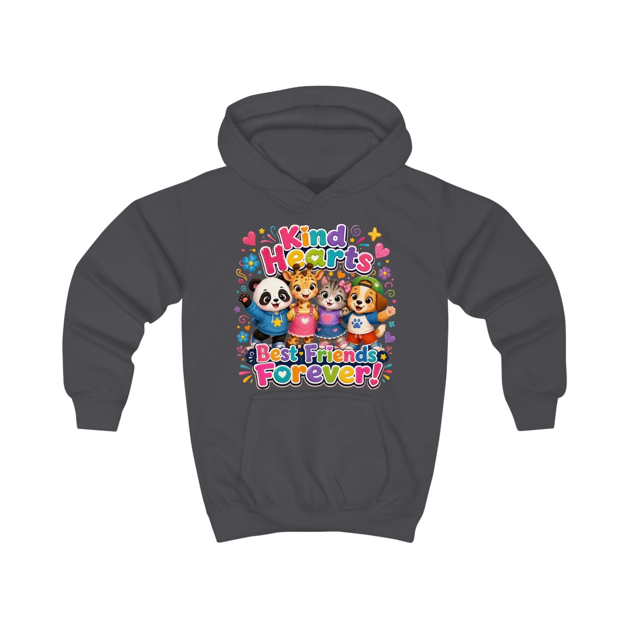 Kids Hoodie - "Kind Hearts Best Friends Forever" Cute Animal Friendship Hoodie