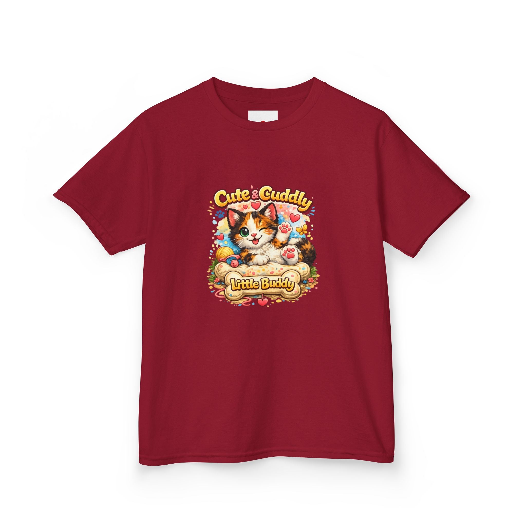 Kids T-Shirt — "Cute & Cuddly Little Buddy" Cat Graphic Tee