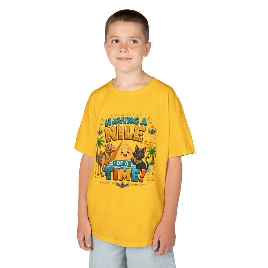 Having a Nile of a Time Kids Tee | Camel Pyramid Desert Cartoon