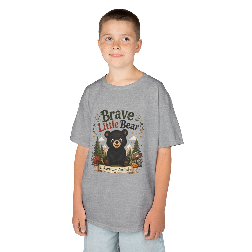 Kids Tee — "Brave Little Bear" Adventure Graphic Shirt