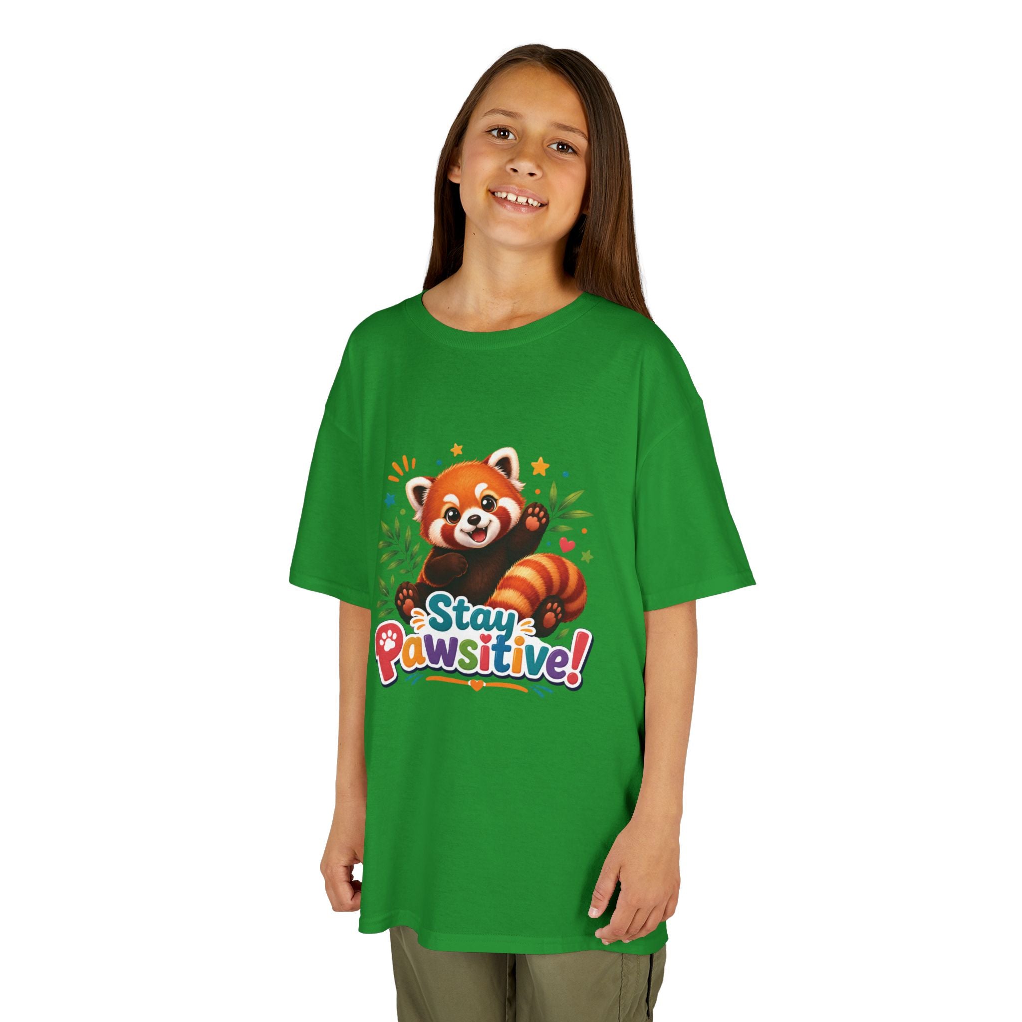 Stay Pawsitive Red Panda Kids Tee | Cute Animal Positive Message