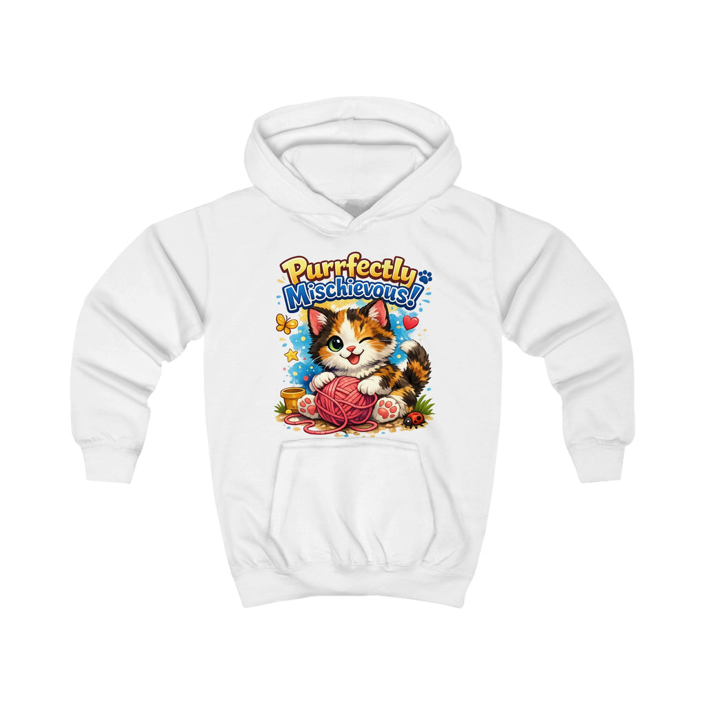 Kids Hoodie — "Purrfectly Mischievous" Cat Graphic Hoodie for Children