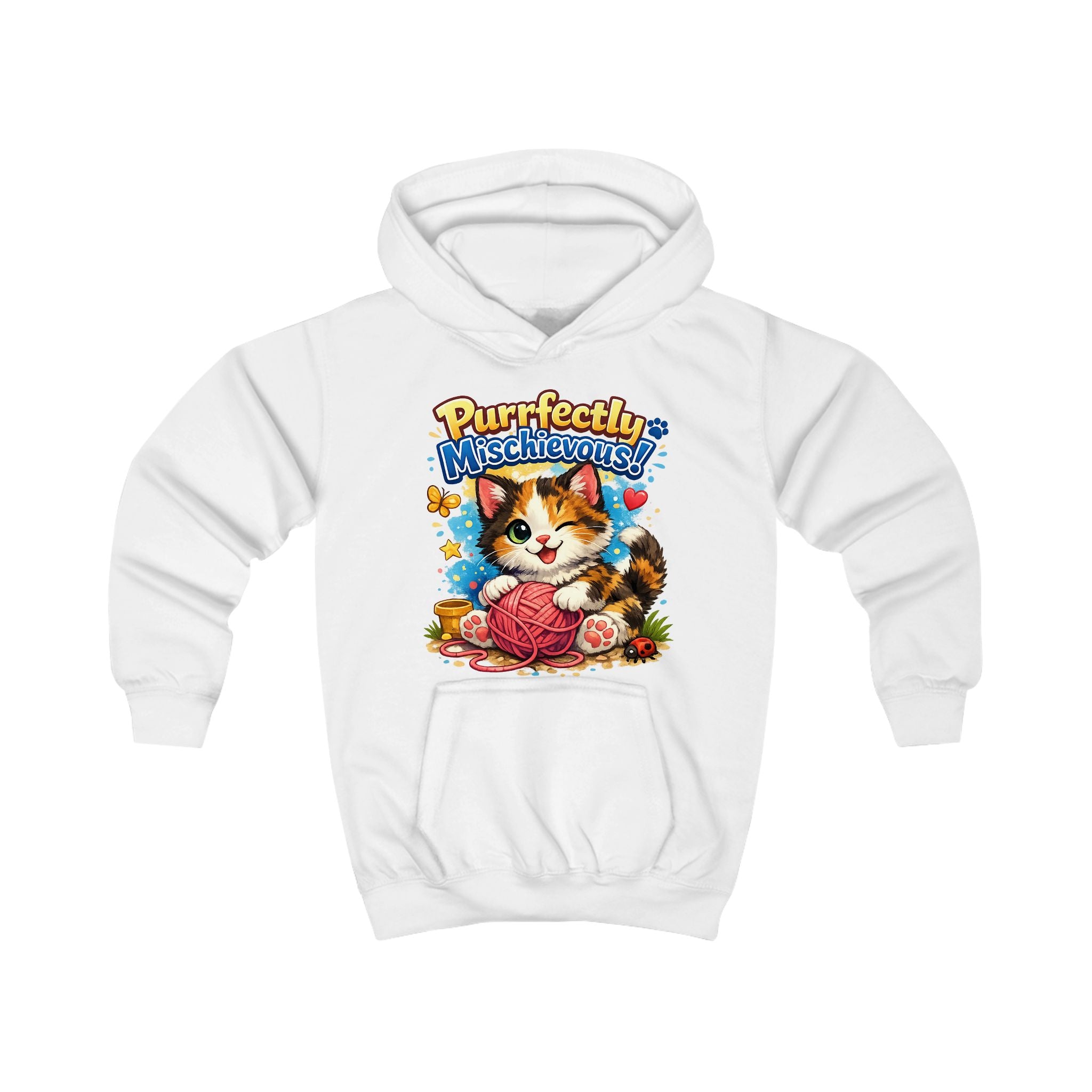 Kids Hoodie — "Purrfectly Mischievous" Cat Graphic Hoodie for Children