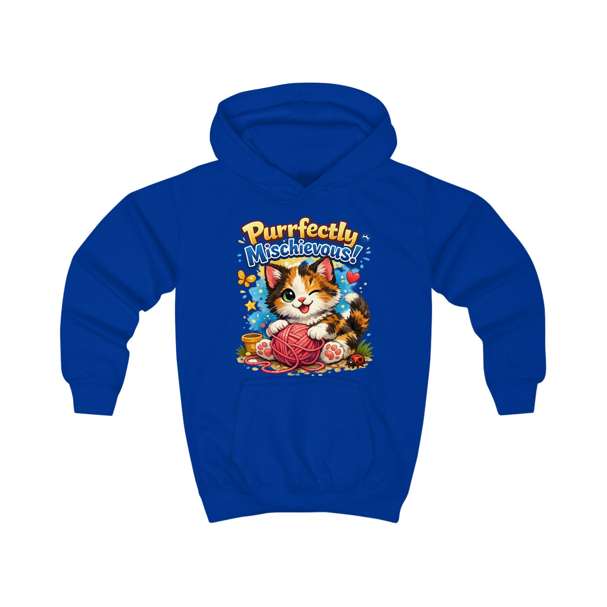 Kids Hoodie — "Purrfectly Mischievous" Cat Graphic Hoodie for Children
