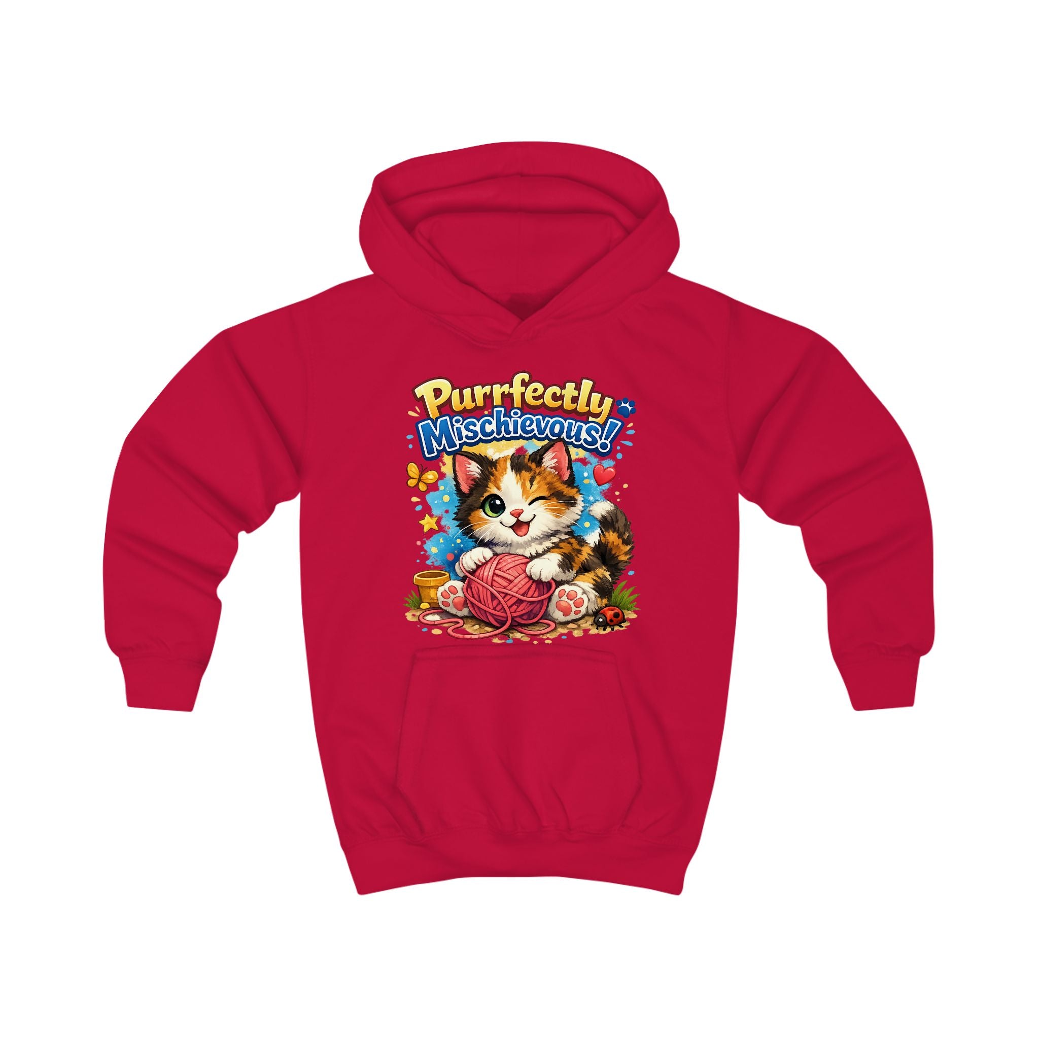 Kids Hoodie — "Purrfectly Mischievous" Cat Graphic Hoodie for Children