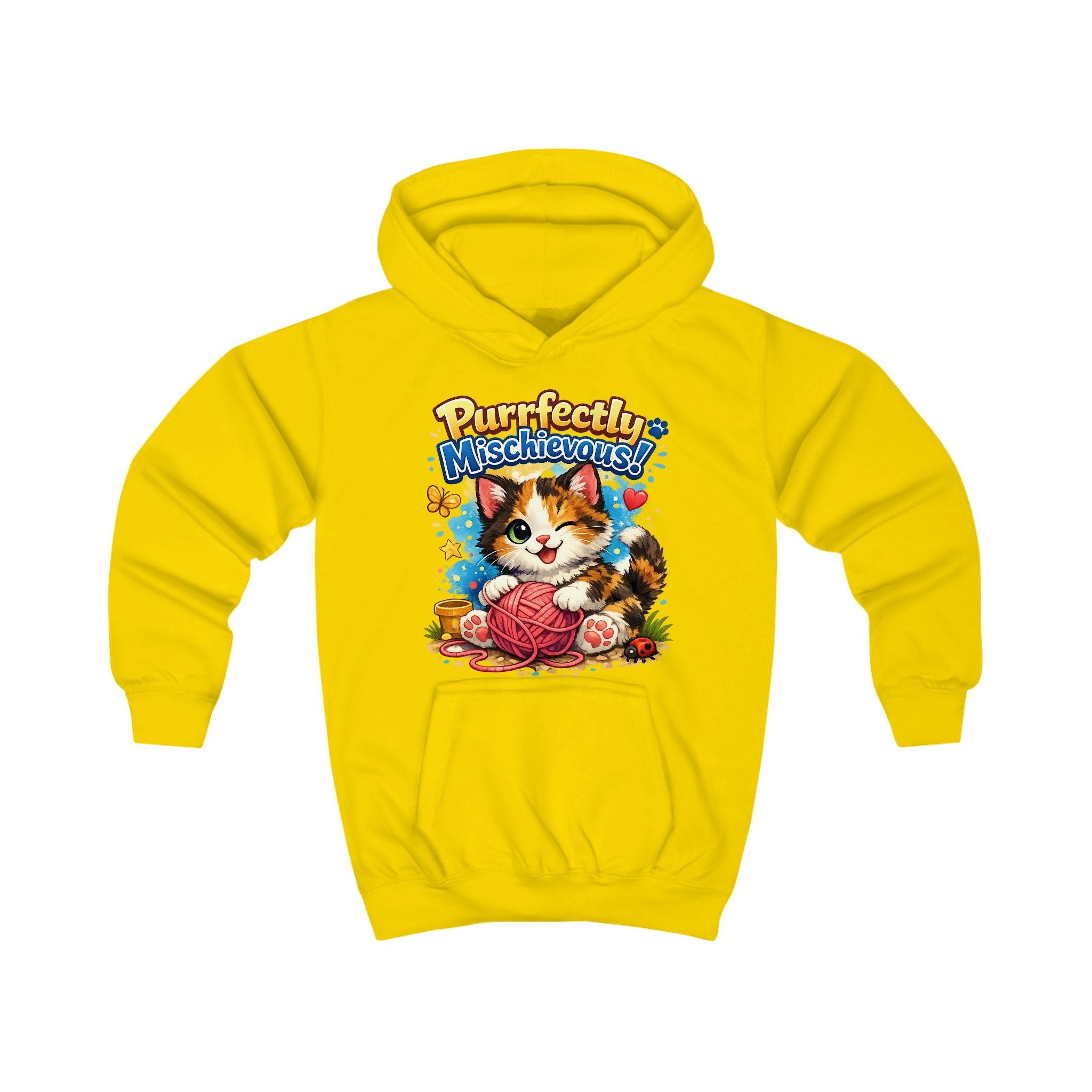 Kids Hoodie — "Purrfectly Mischievous" Cat Graphic Hoodie for Children