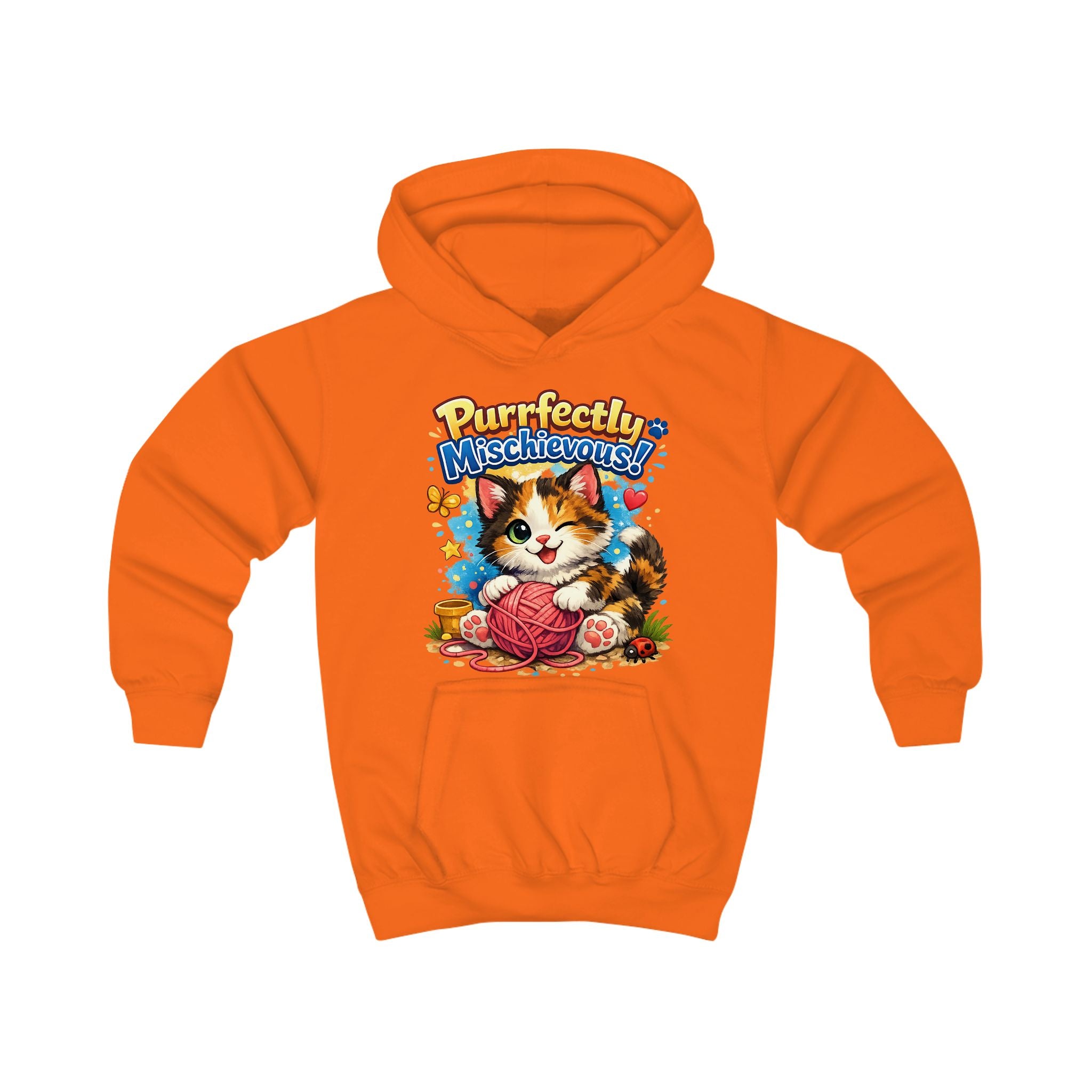 Kids Hoodie — "Purrfectly Mischievous" Cat Graphic Hoodie for Children
