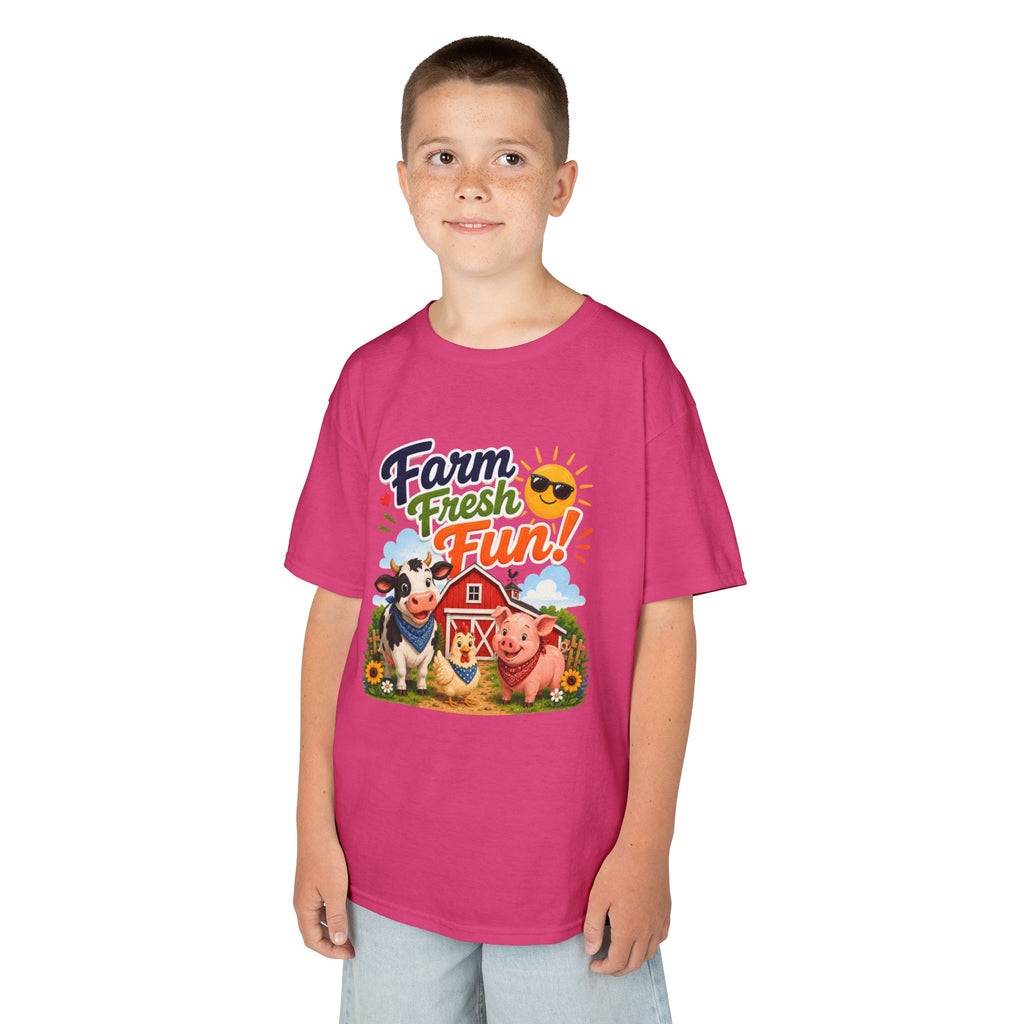 Kids Farm T-Shirt — "Farm Fresh Fun!" Cute Cow & Pig Toddler Tee
