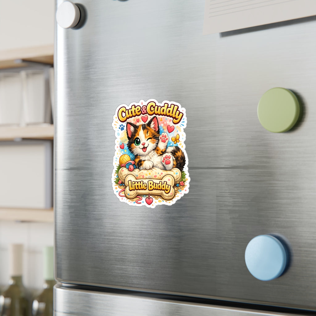 Cute & Cuddly Little Buddy Cat Sticker — Kiss-Cut Vinyl Decal