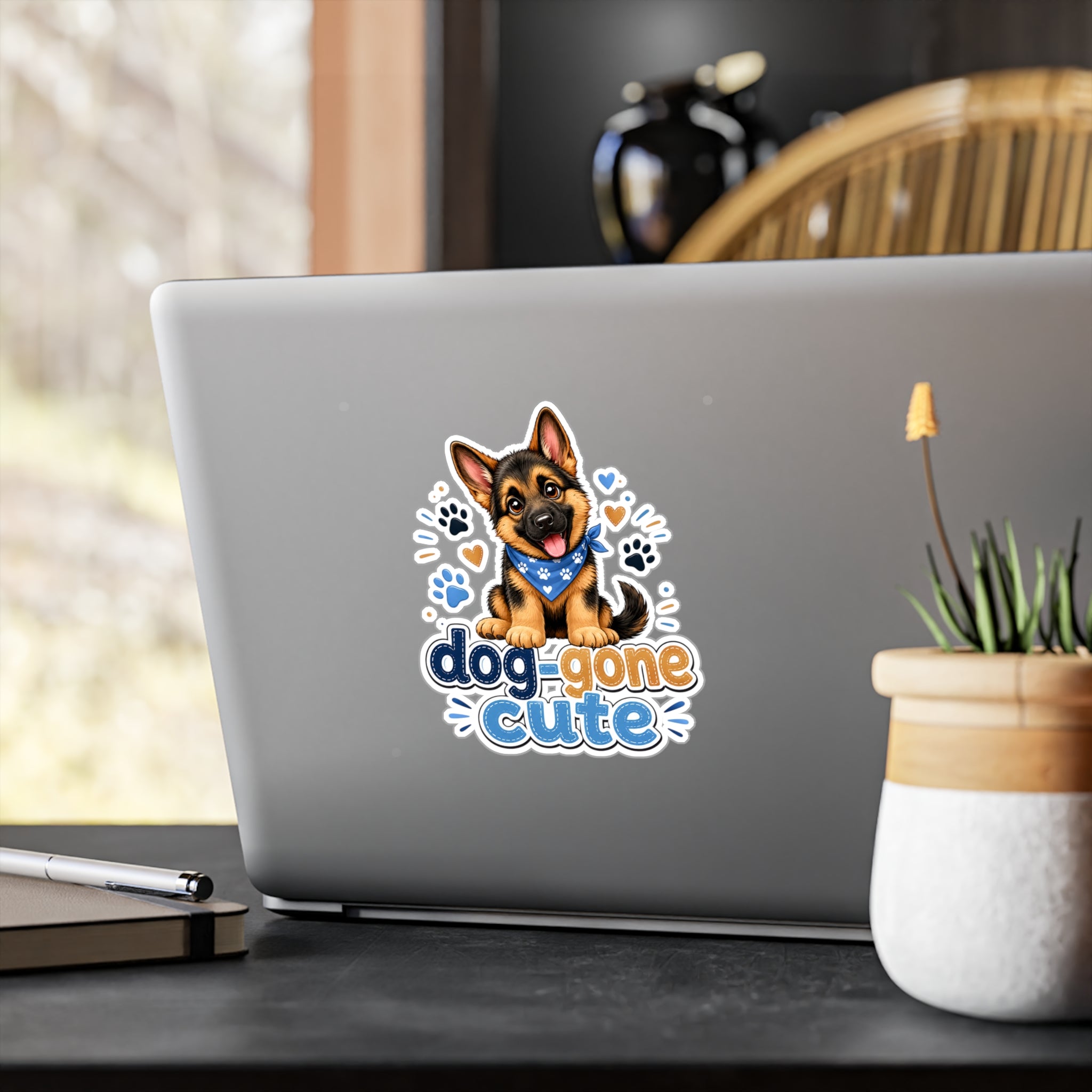 Dog-Gone Cute German Shepherd Sticker — Kiss-Cut Vinyl Decal