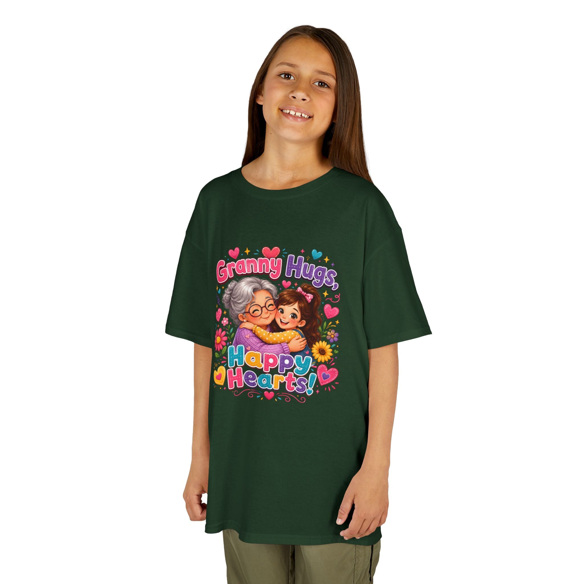 Granny Hugs Happy Hearts Tee | Grandma Grandchild Cute Illustration
