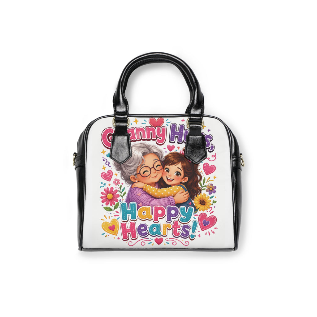 Granny Hugs Happy Hearts Shoulder Handbag | Grandma Daughter Illustration