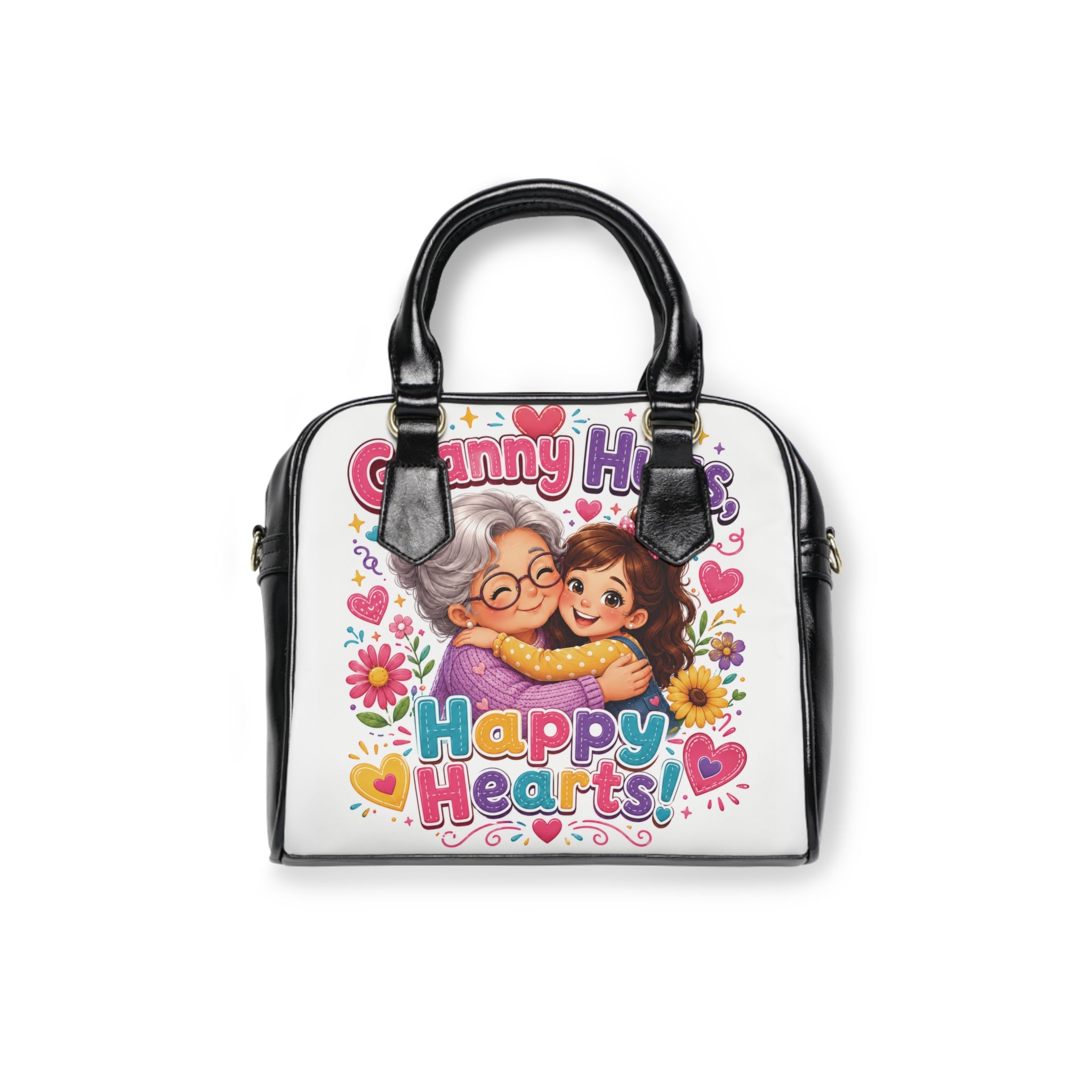 Granny Hugs Happy Hearts Shoulder Handbag | Grandma Daughter Illustration