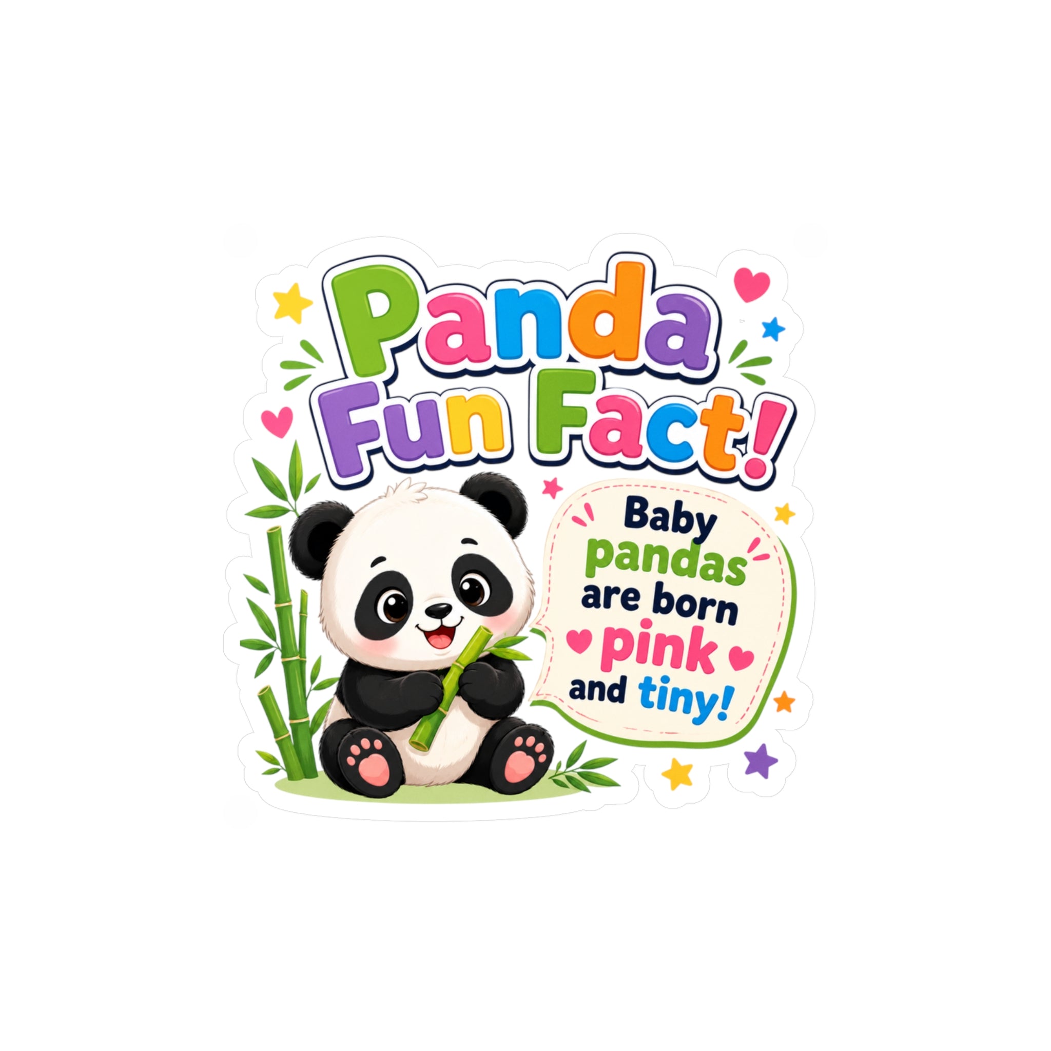 Panda Fun Fact! Kiss-Cut Vinyl Sticker — Cute Baby Panda Design