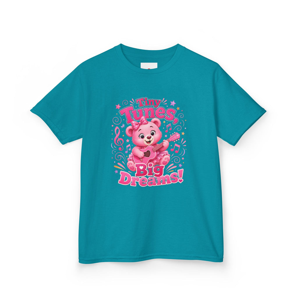 Kids T-Shirt — "Tiny Tunes, Big Dreams" Cute Pink Bear Music Tee