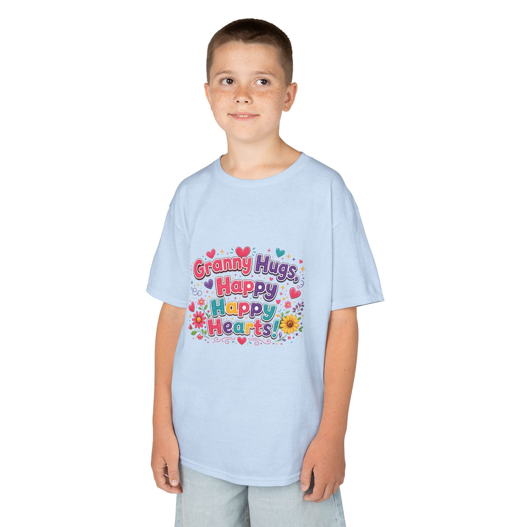 Granny Hugs Happy Hearts Kids Tee | Colorful Floral Kids Shirt