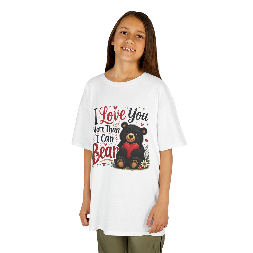 Kids T-Shirt - "I Love You More Than I Can Bear" Cute Bear Valentine Tee