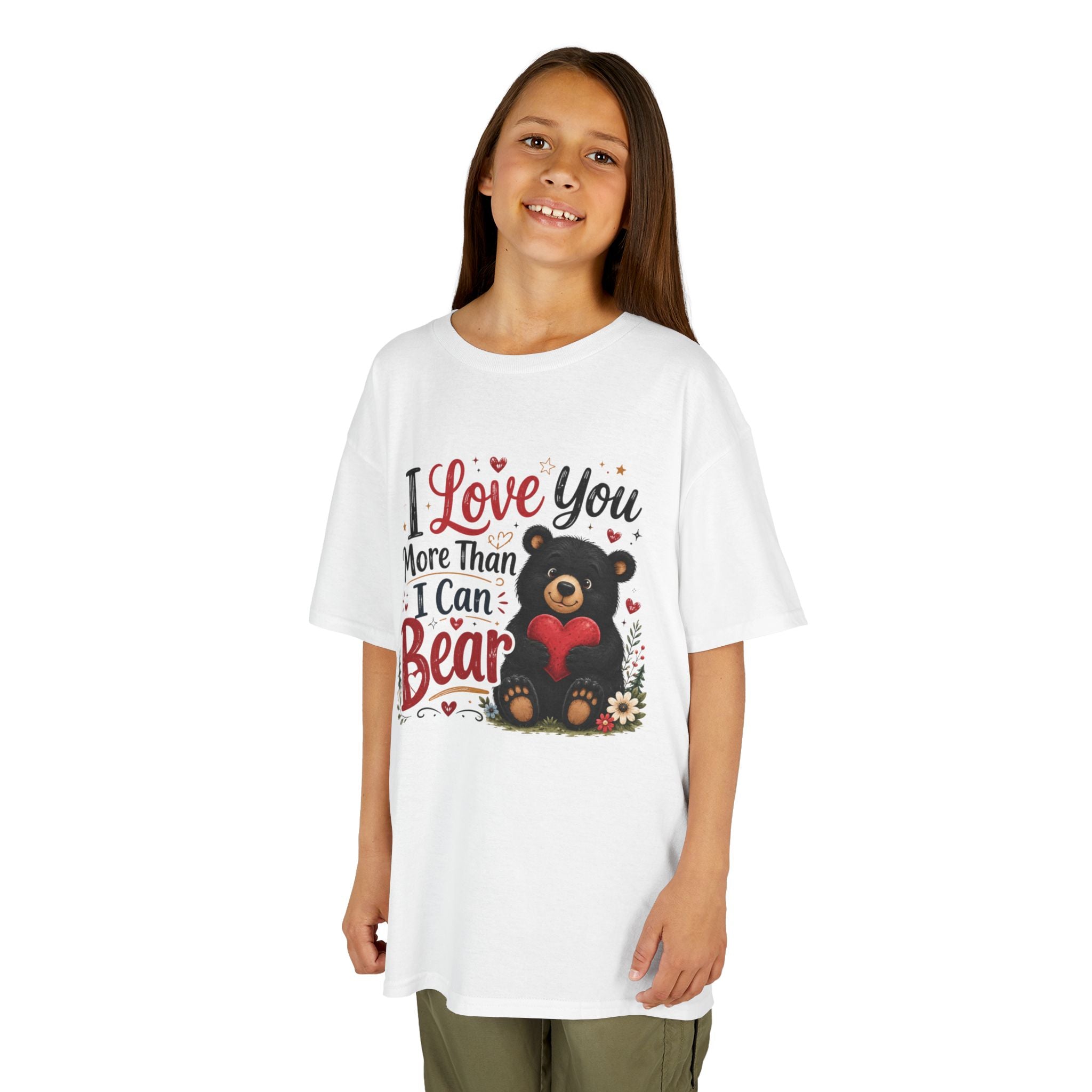 Kids T-Shirt - "I Love You More Than I Can Bear" Cute Bear Valentine Tee