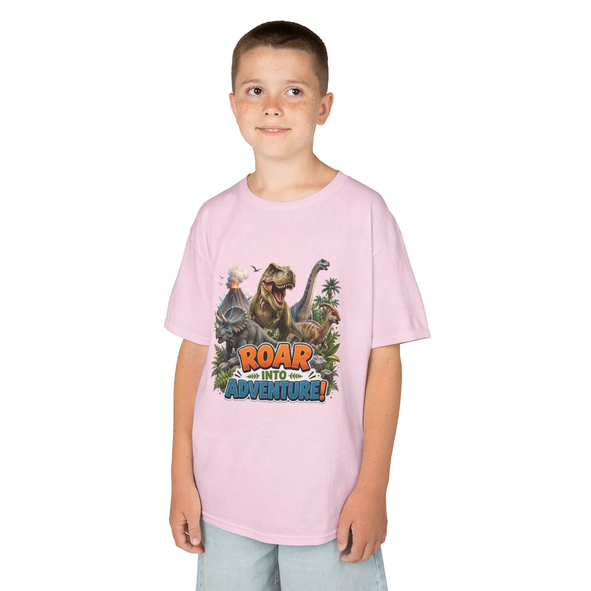 Kids Dinosaur Tee - "Roar Into Adventure" Graphic Shirt for Boys & Girls
