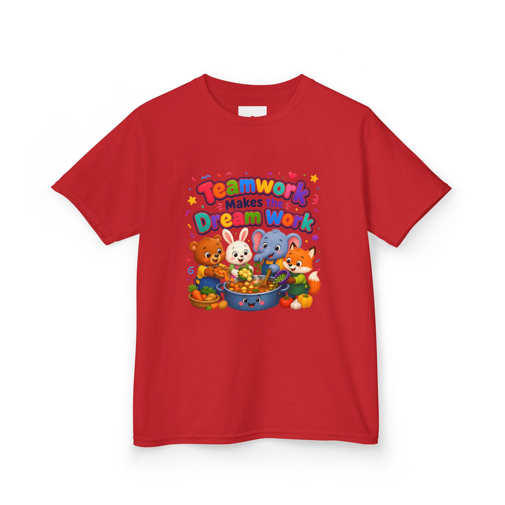 Kids Tee — “Teamwork Makes the Dream Work” Cute Animal Classroom Shirt