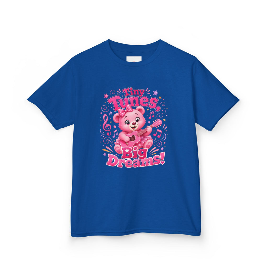 Kids T-Shirt — "Tiny Tunes, Big Dreams" Cute Pink Bear Music Tee