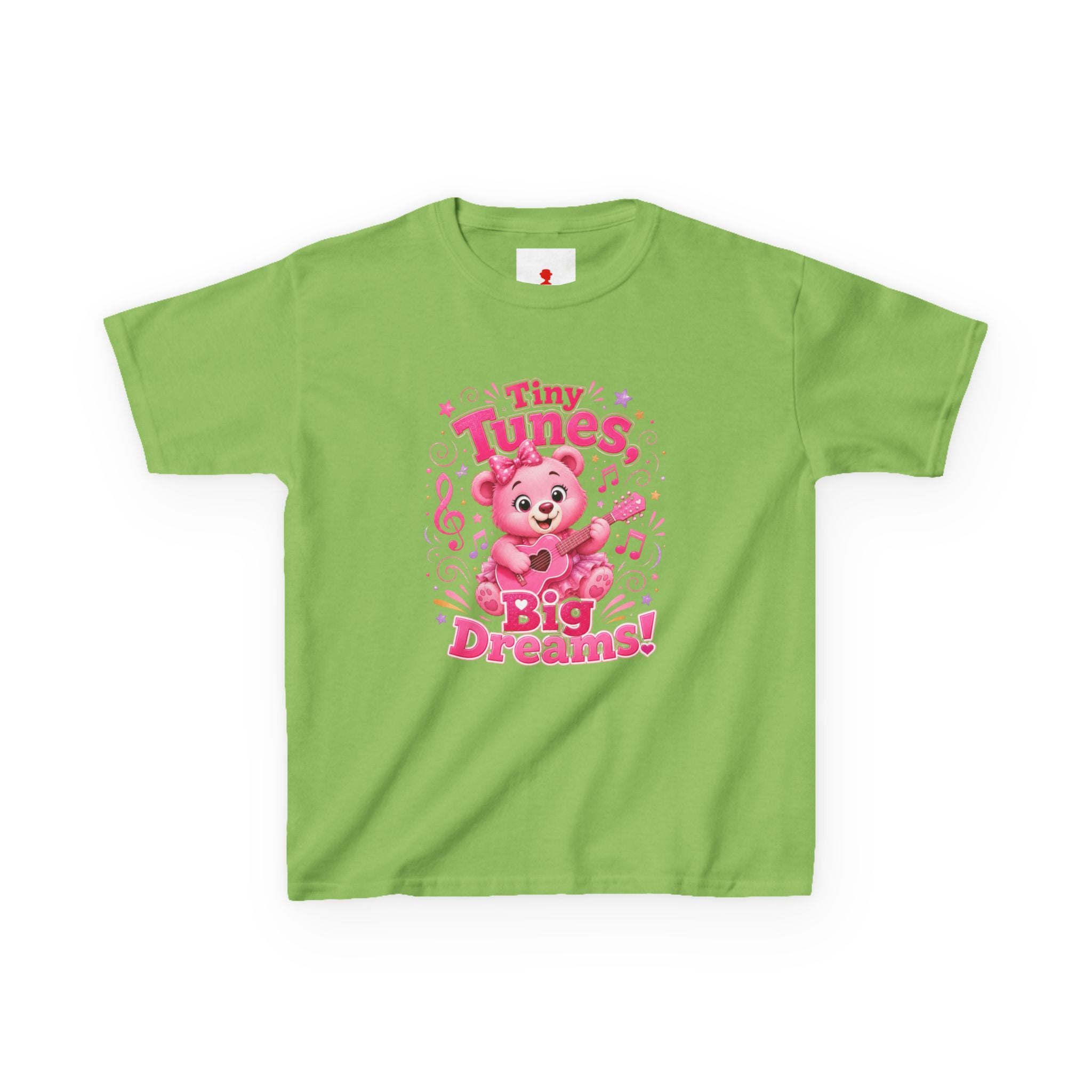Kids T-Shirt — "Tiny Tunes, Big Dreams" Cute Pink Bear Music Tee