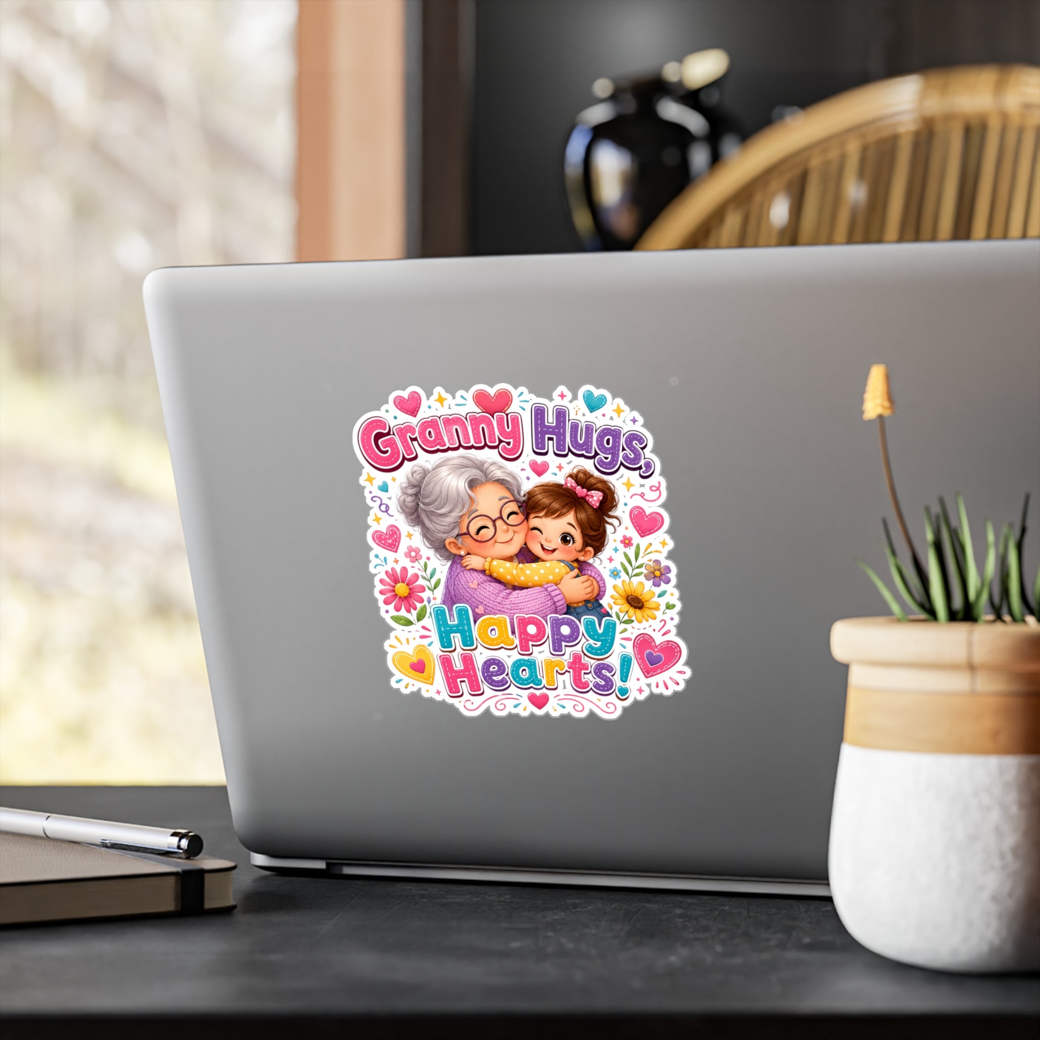 Granny Hugs Happy Hearts Vinyl Sticker