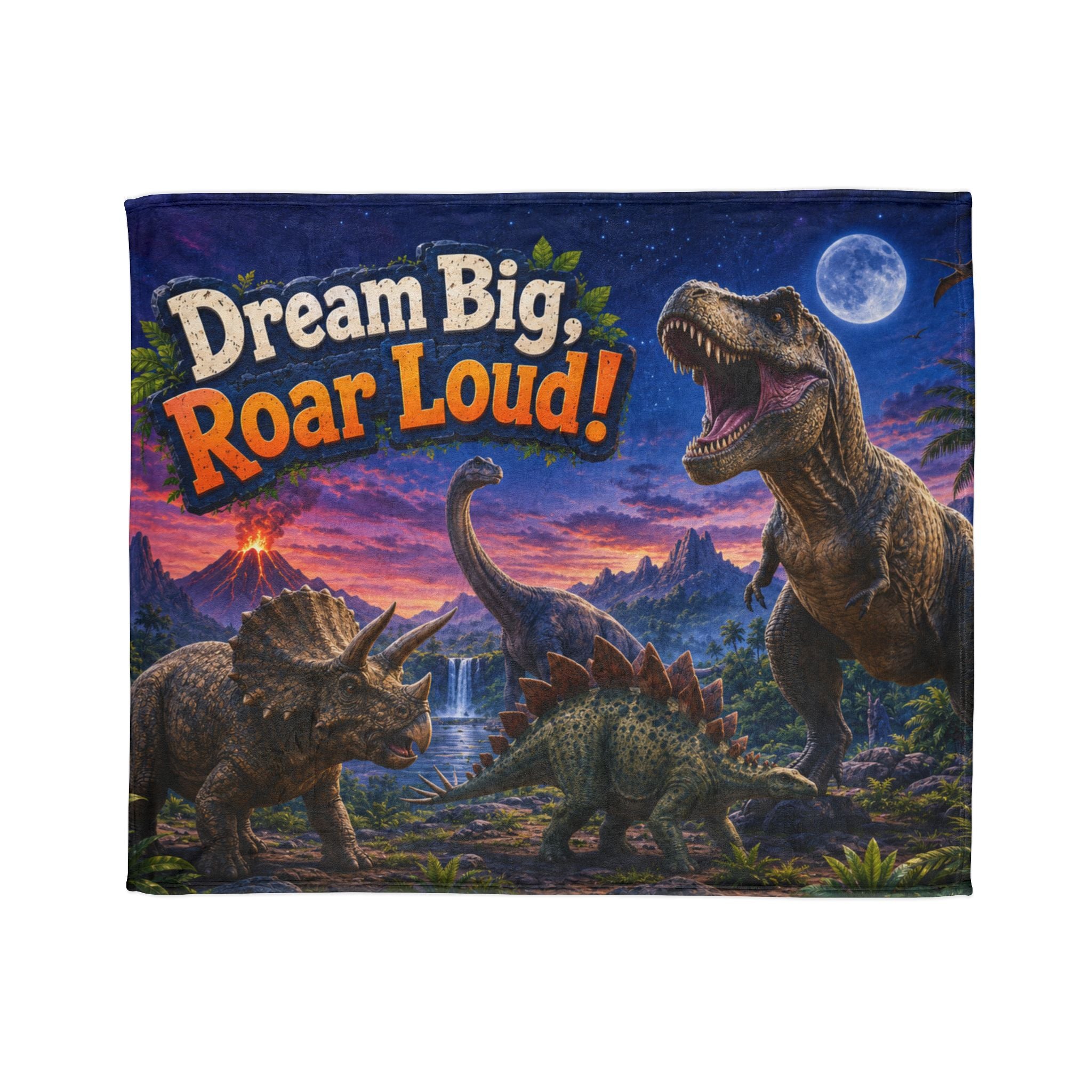 Dream Big Roar Loud! Dinosaur Blanket — Kids Cozy Plush Throw