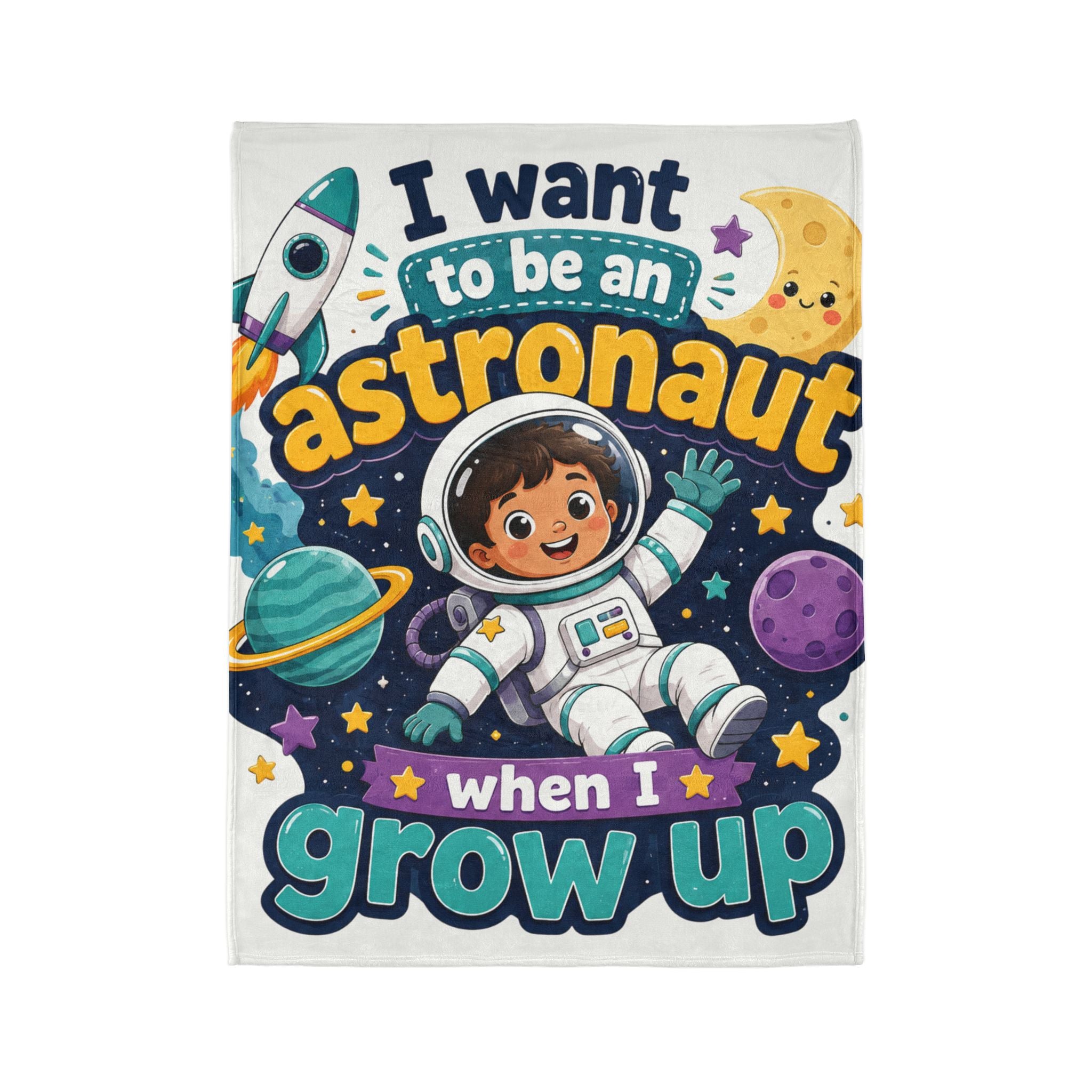 Astronaut Kids Blanket — "I Want to Be an Astronaut When I Grow Up" Plush Space Throw