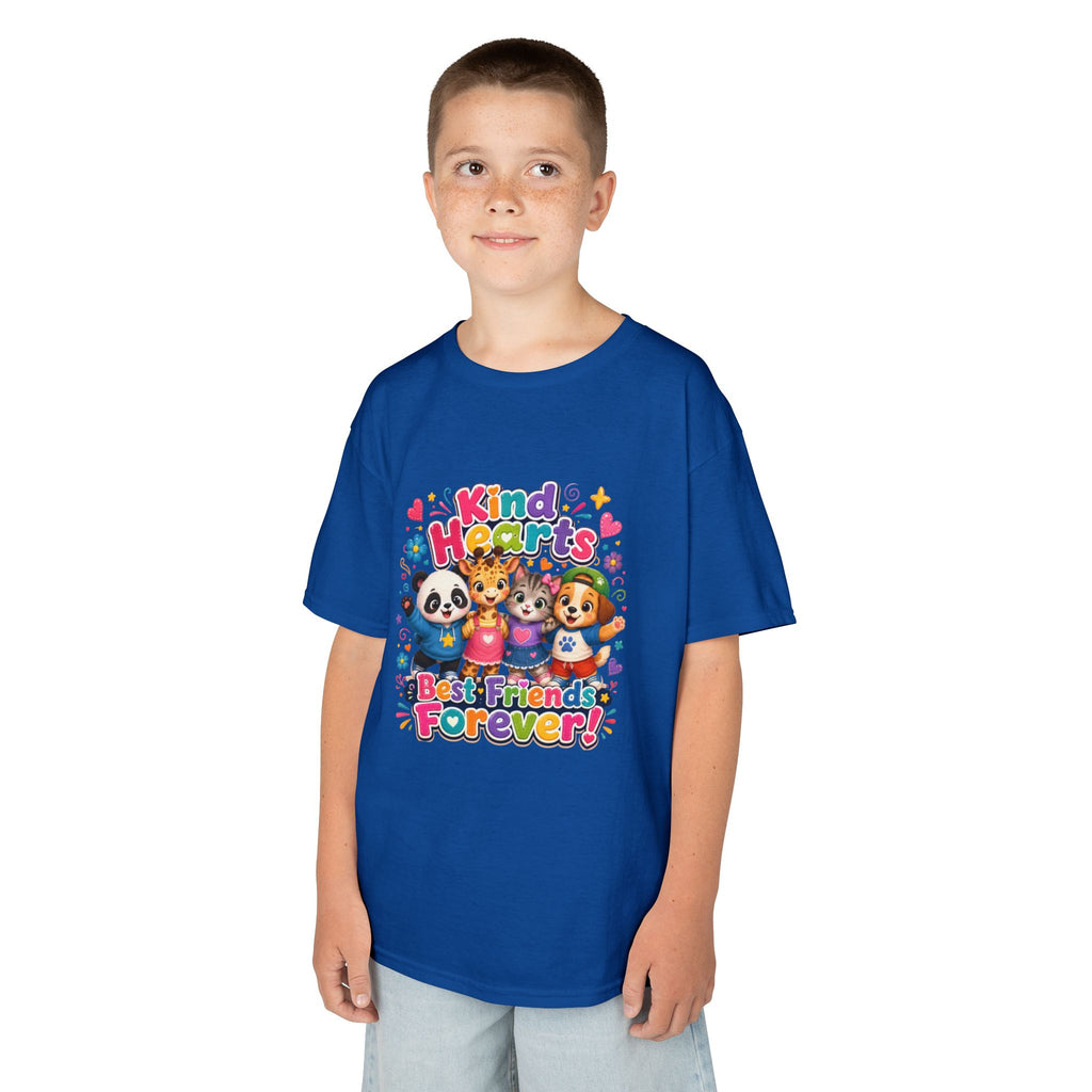 Kids Tee — "Kind Hearts Best Friends Forever" Colorful Cartoon Animals