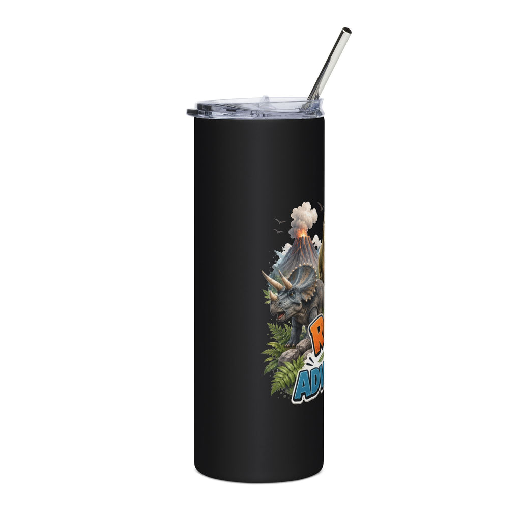 20oz Tumbler — "Roar Into Adventure" Dinosaur Stainless Steel Travel Cup