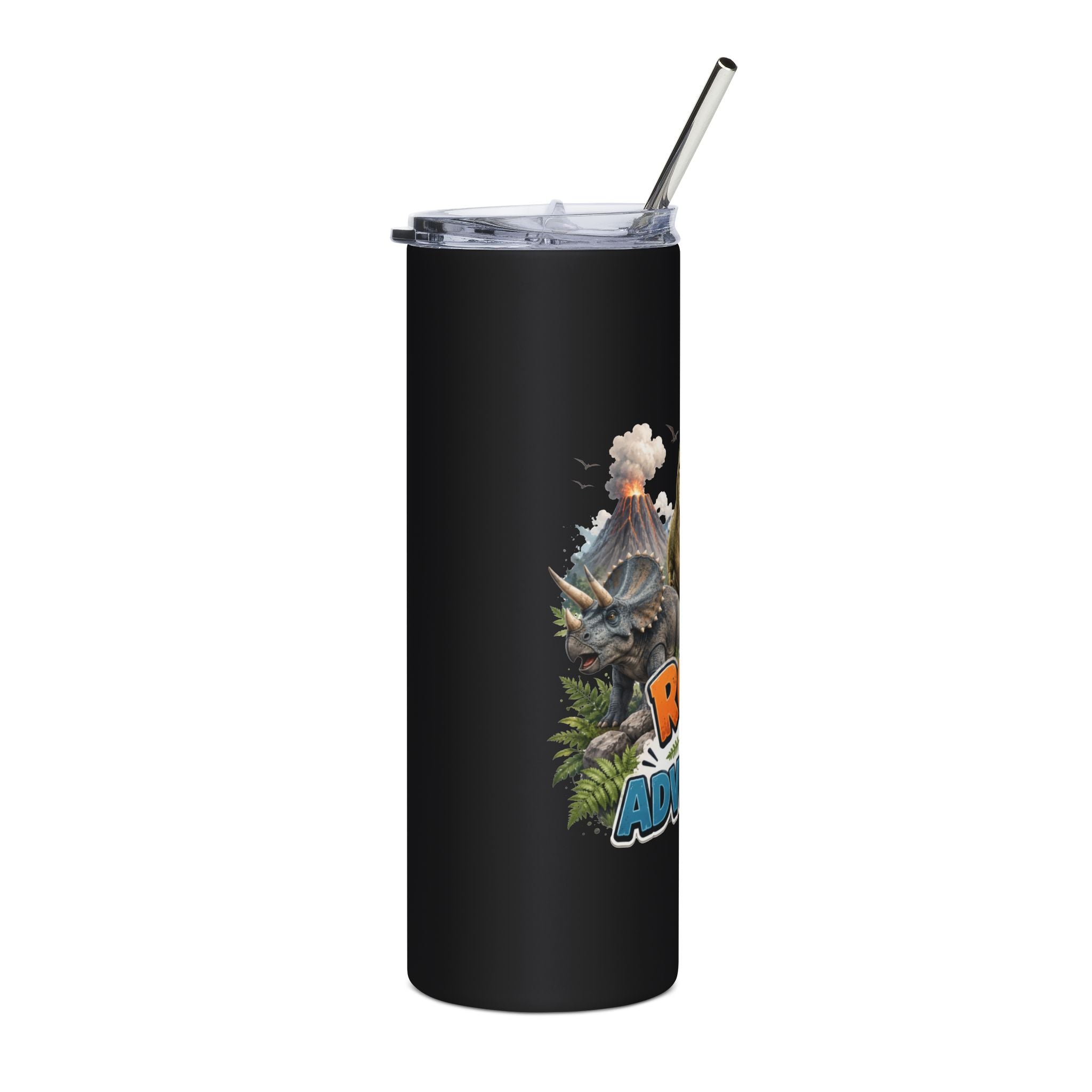 20oz Tumbler — "Roar Into Adventure" Dinosaur Stainless Steel Travel Cup