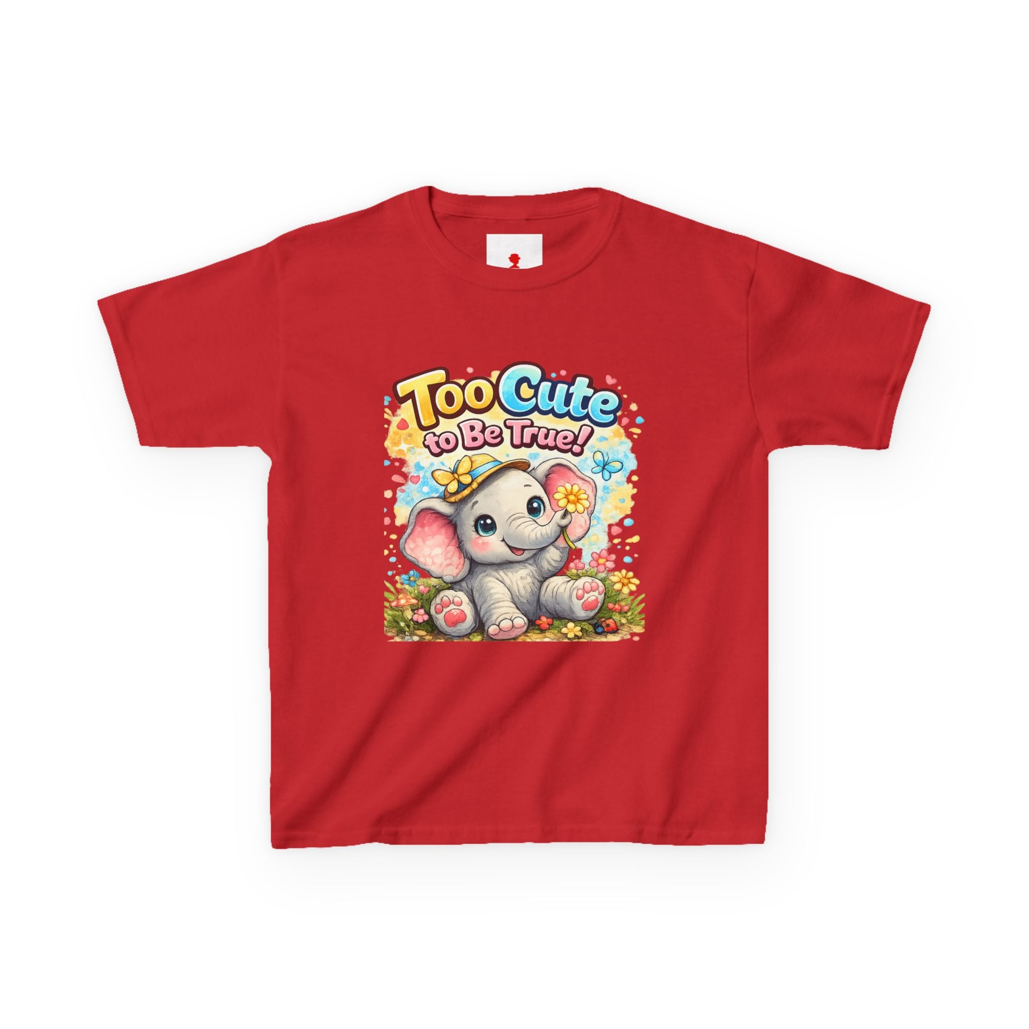 Kids Tee — "Too Cute to Be True" Elephant Graphic