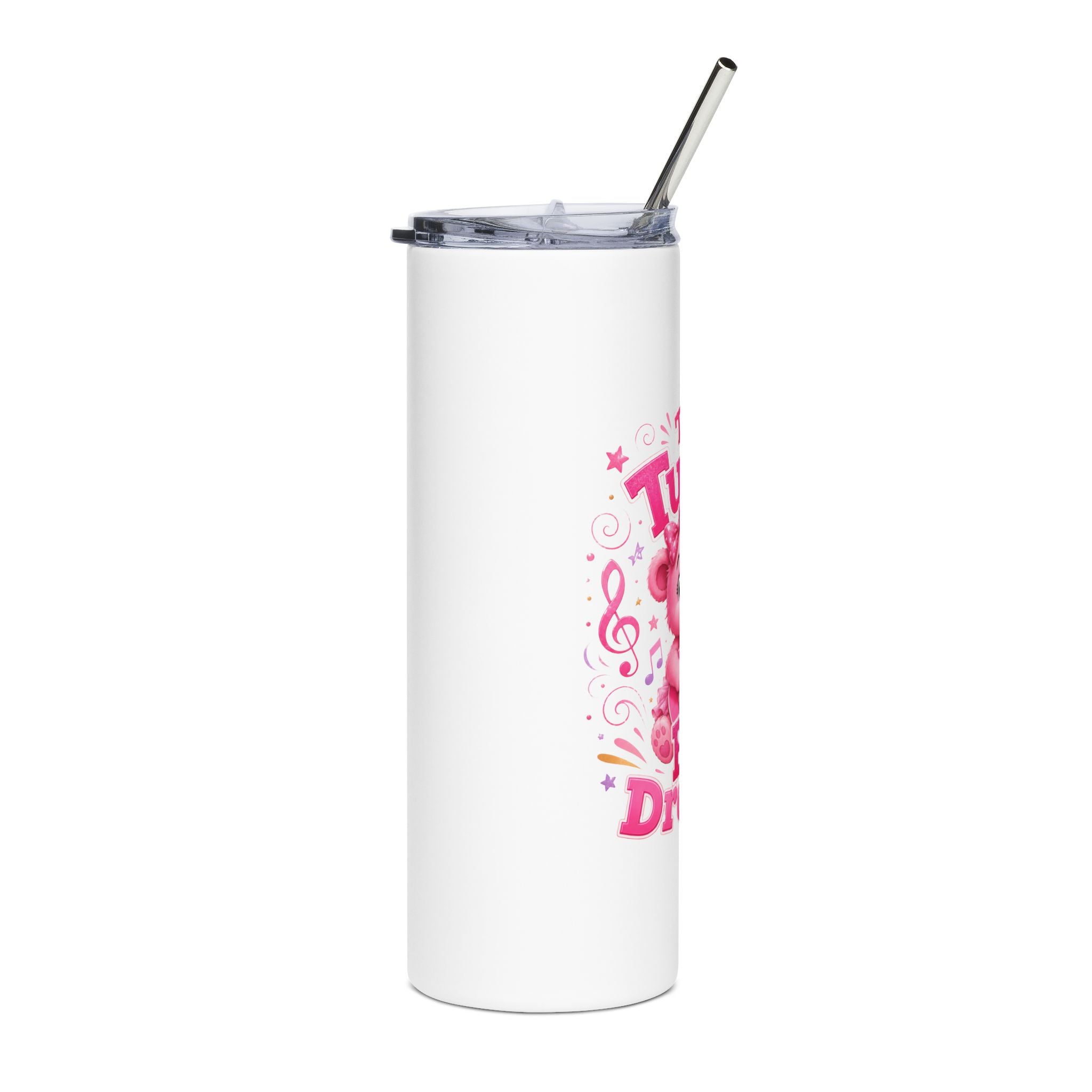 Tumbler — "Tiny Tunes, Big Dreams" Pink Bear 20oz Stainless Steel Travel Cup