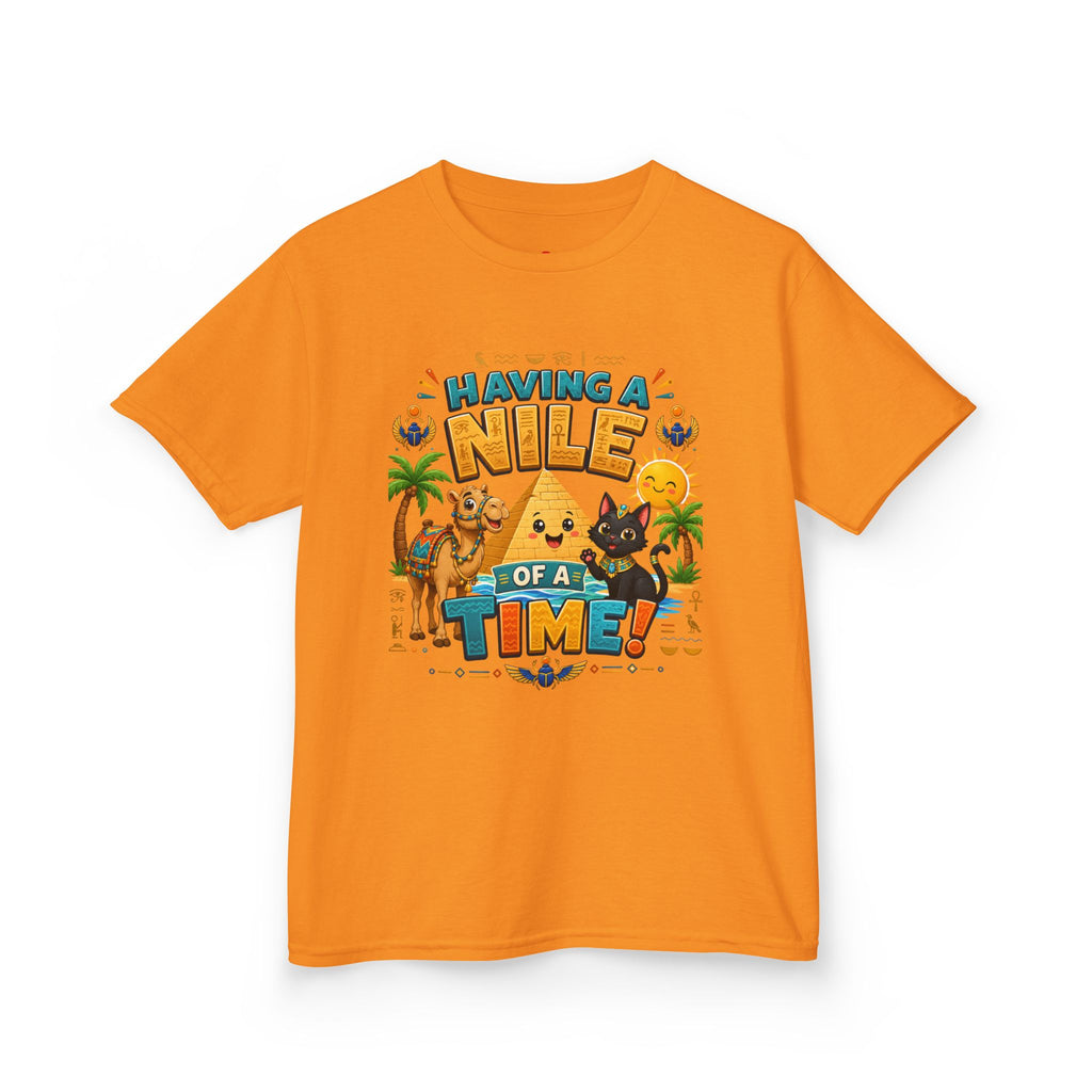 Having a Nile of a Time Kids Tee | Camel Pyramid Desert Cartoon