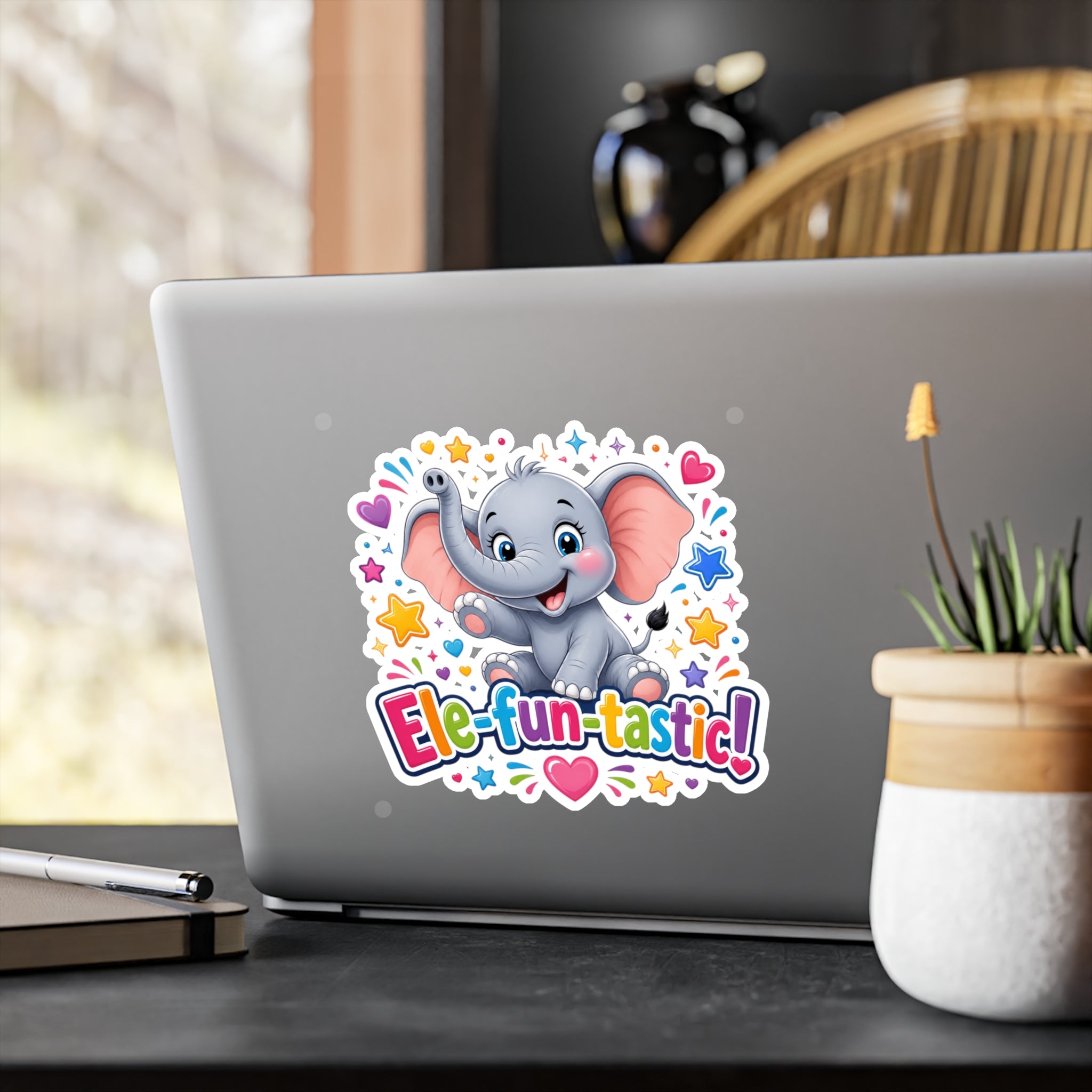 Ele-fun-tastic! Cute Baby Elephant Kiss-Cut Vinyl Sticker