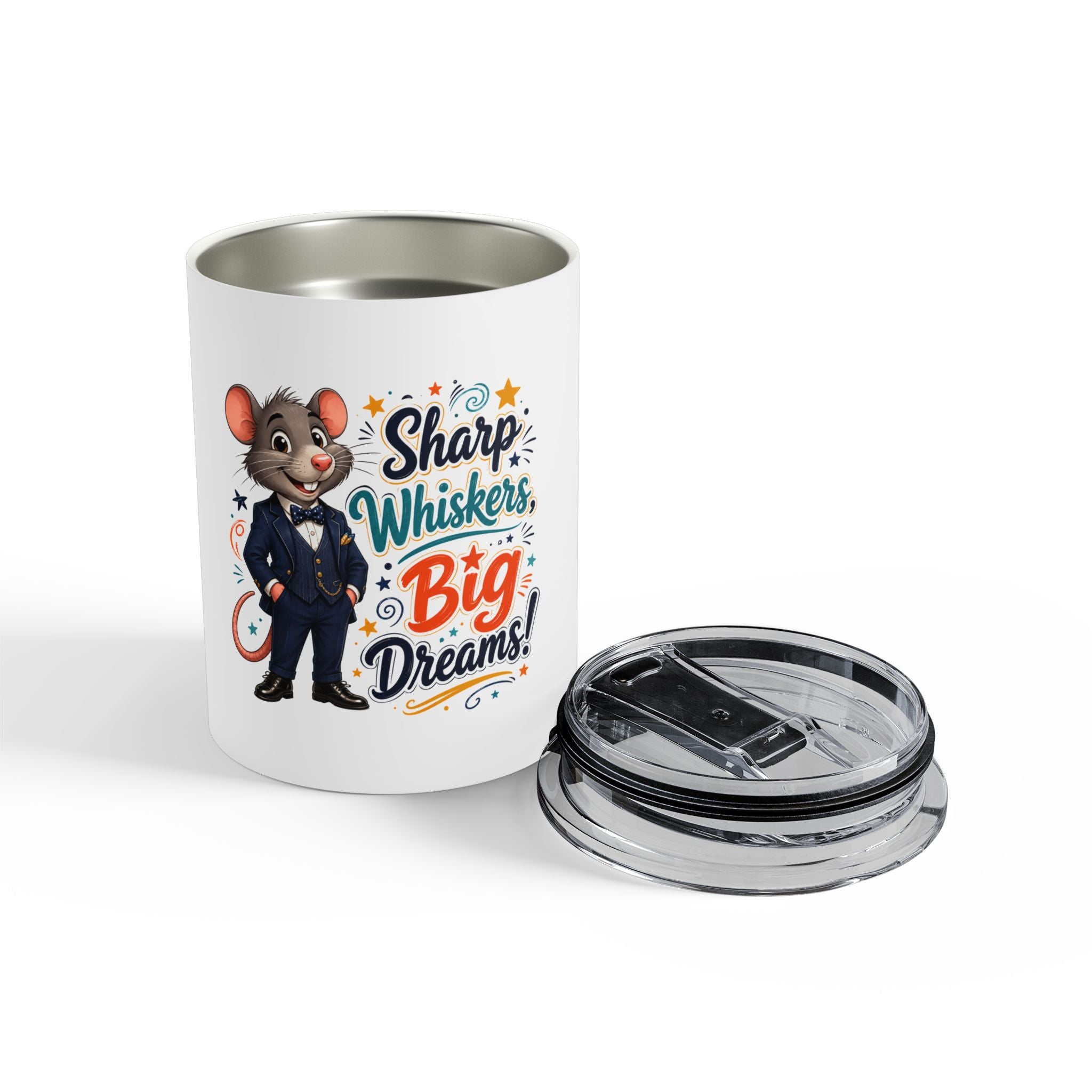 Tumbler — "Sharp Whiskers, Big Dreams" Cute Mouse Insulated Tumbler (10 oz)