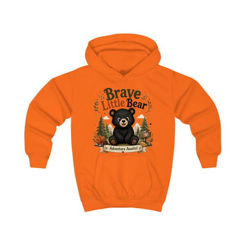 Brave Little Bear Kids Hoodie — 'Adventure Awaits' Woodland Bear Sweatshirt