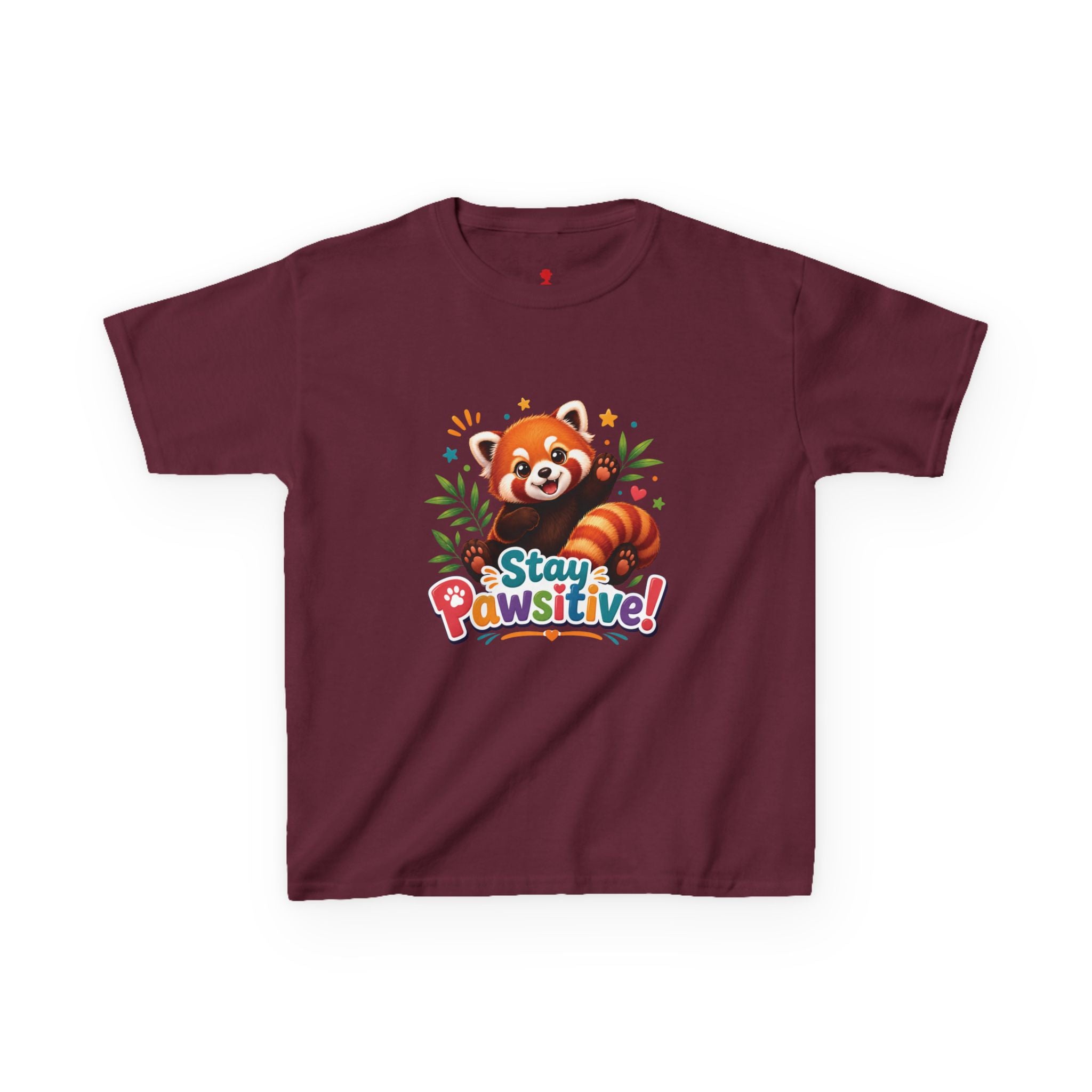 Stay Pawsitive Red Panda Kids Tee | Cute Animal Positive Message