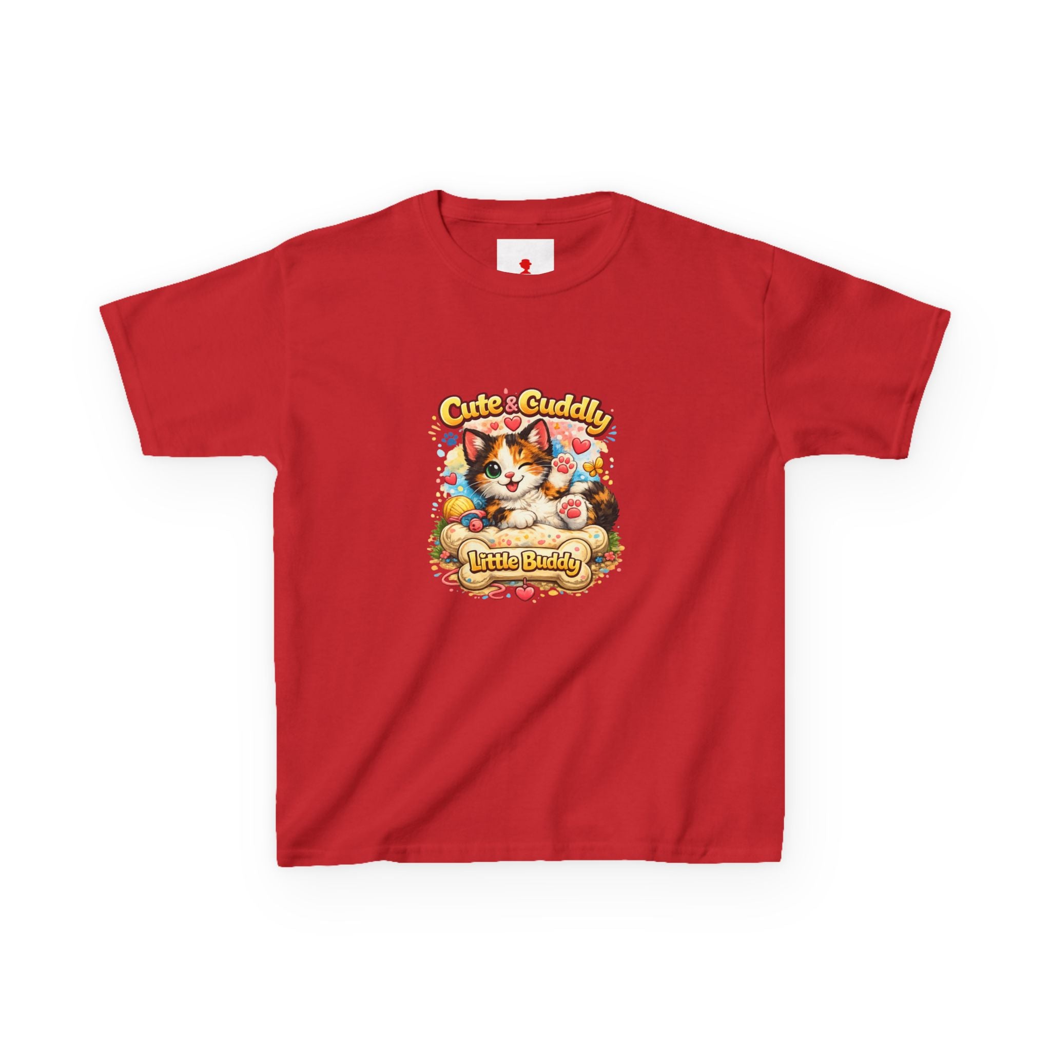 Kids T-Shirt — "Cute & Cuddly Little Buddy" Cat Graphic Tee