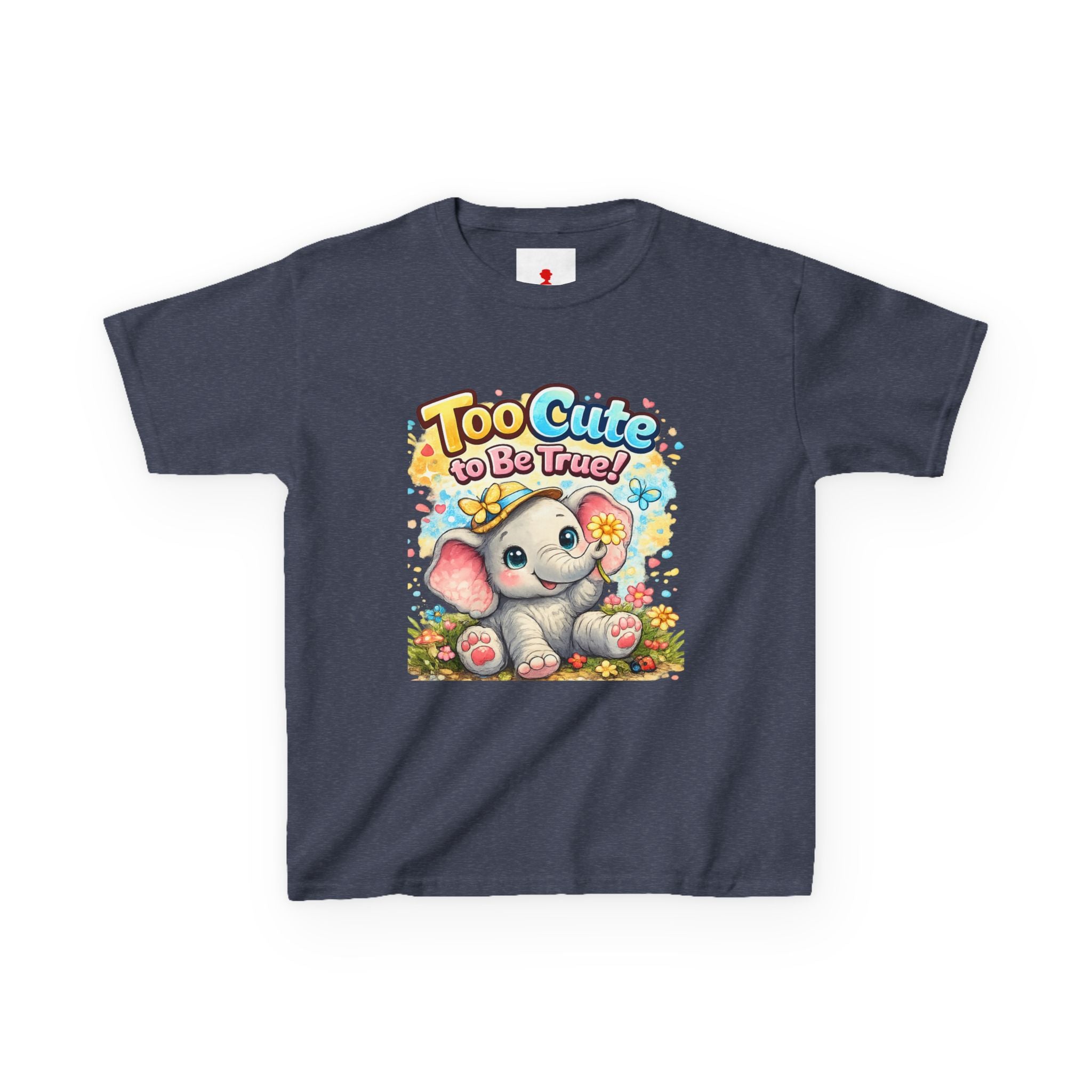 Kids Tee — "Too Cute to Be True" Elephant Graphic